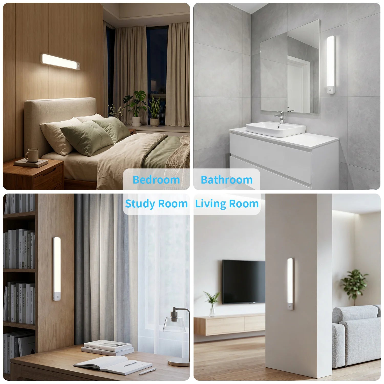 80 LED Lamp under Cabinet Light 12.6 Inch Motion Sensor Rechargeable Magnetic Night Lamp for Cupboard with Type-C