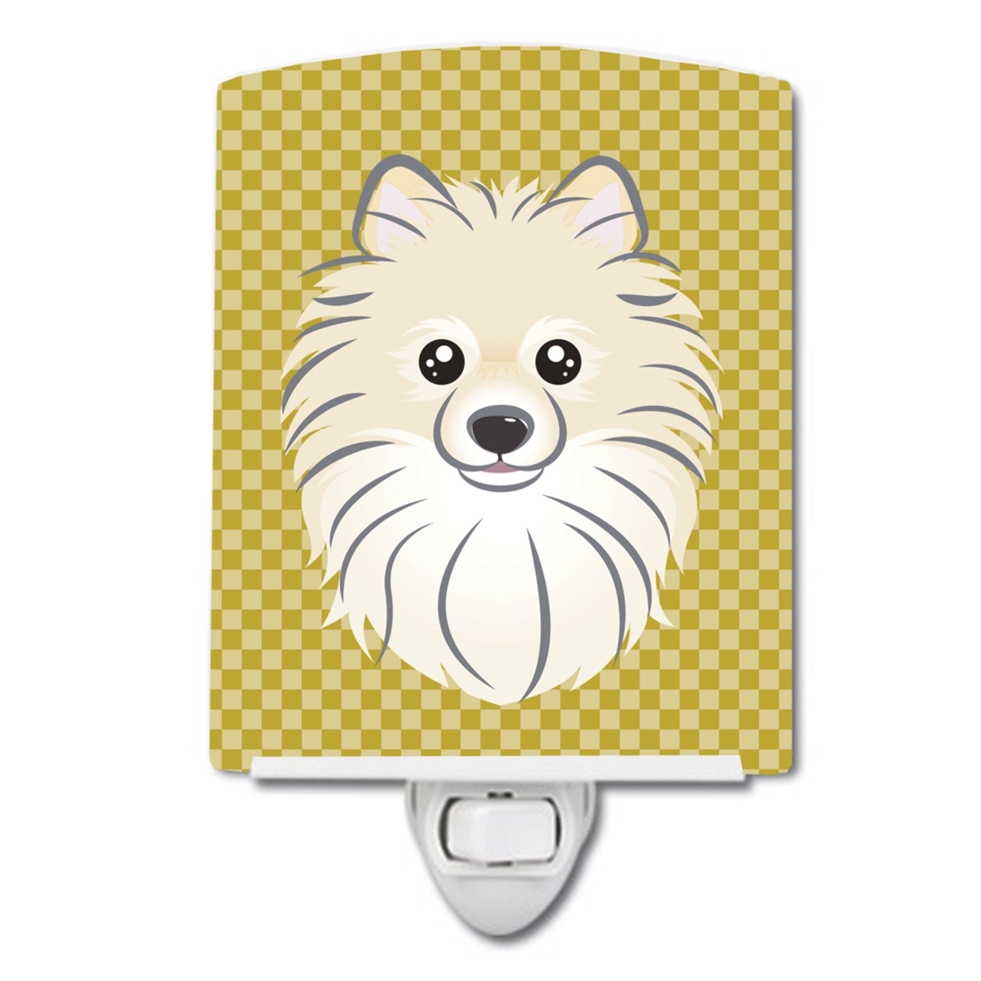  inchCarolines Treasures Tan Checkered Pomeranian Ceramic Night Light, 6x4, Multicolor inch