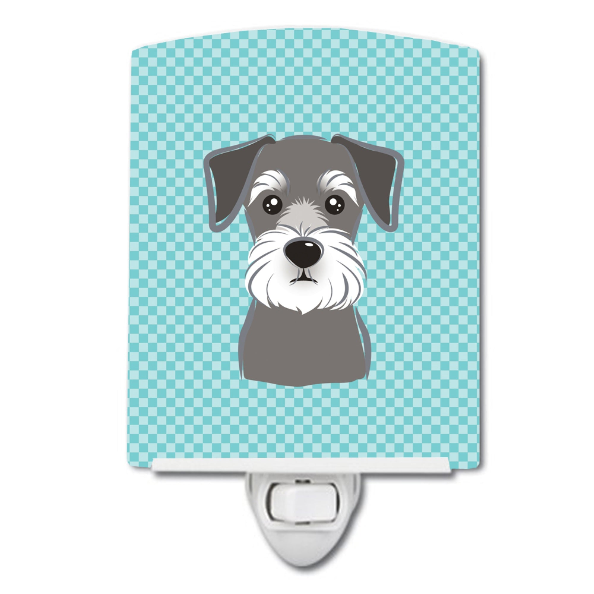  inchCarolines Treasures Checkerboard Blue Schnauzer Ceramic Night Light, 6x4, Multicolor inch