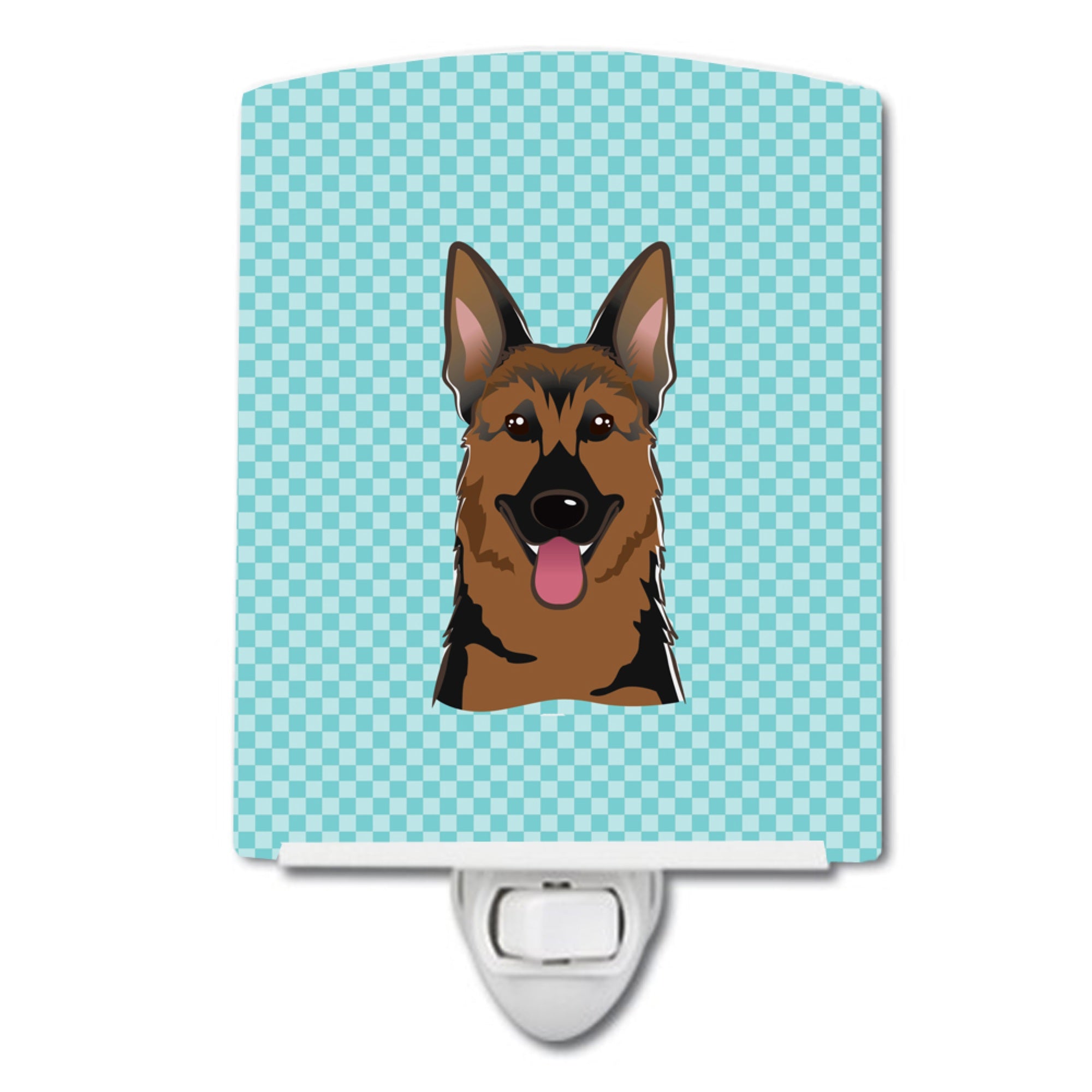  inchCarolines Treasures Checkerboard Blue German Shepherd Ceramic Night Light, 6x4, Multicolor inch