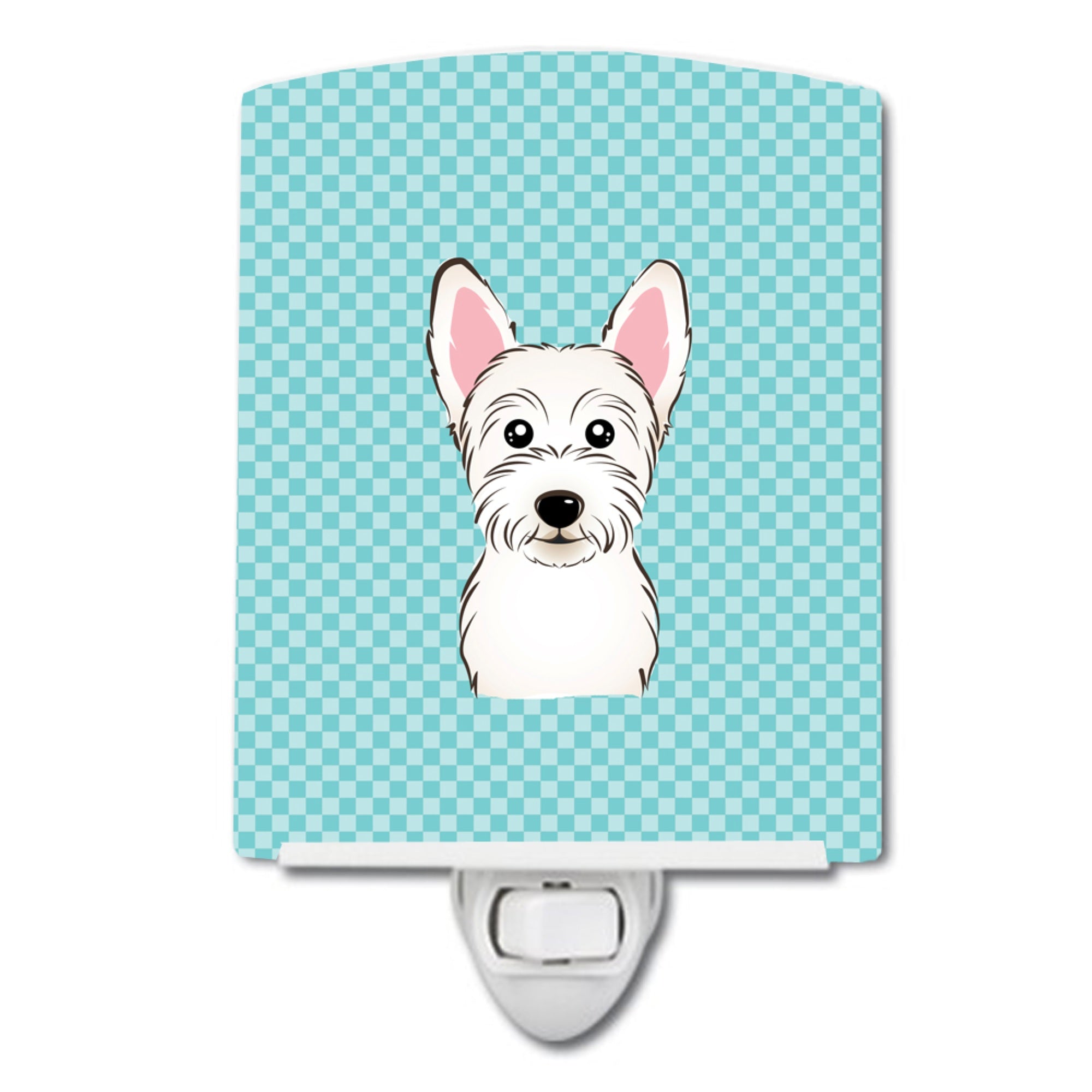  inchCarolines Treasures Checkerboard Blue Westie Ceramic Night Light, 6x4, Multicolor inch