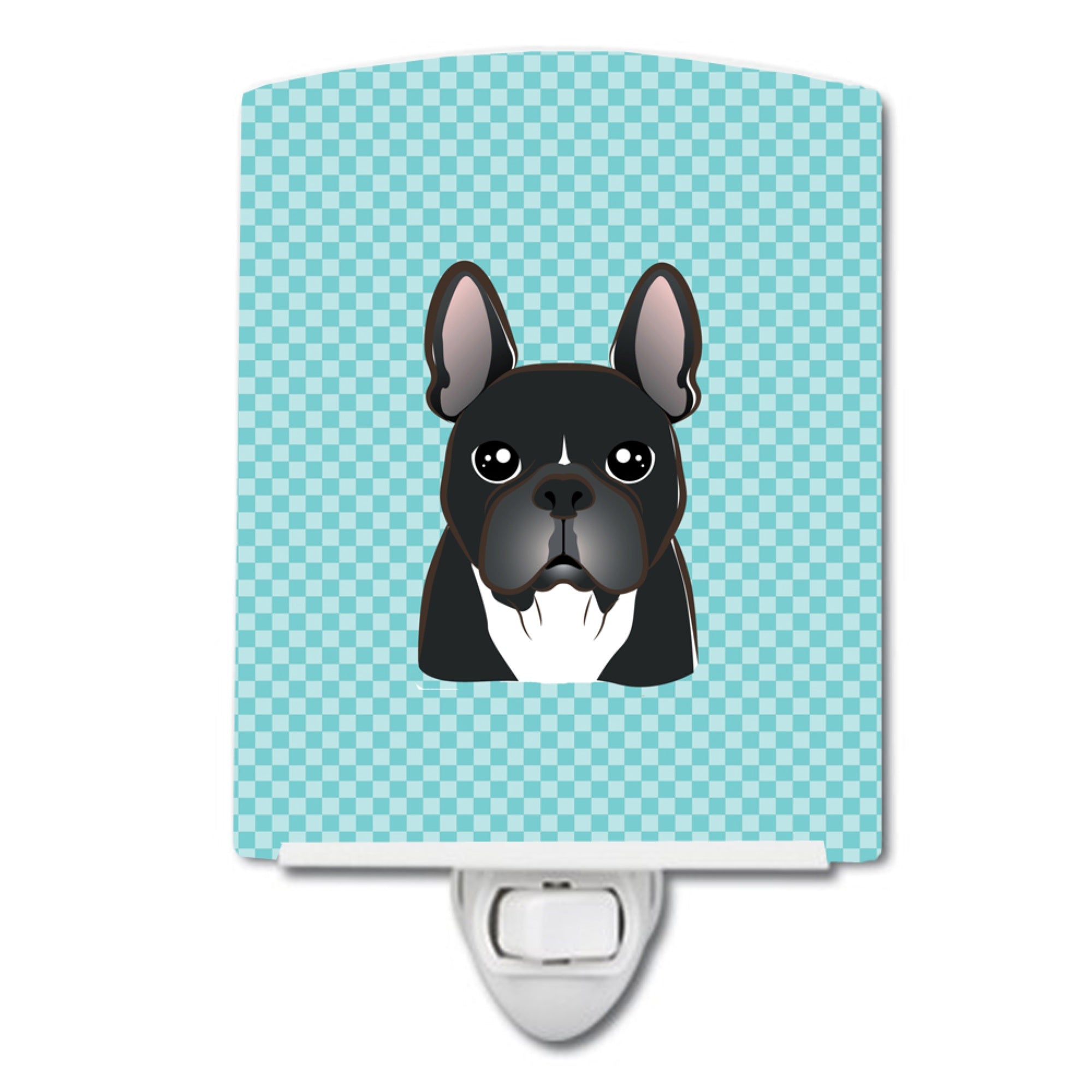  inchCarolines Treasures Checkerboard Blue French Bulldog Ceramic Night Light, 6x4, Multicolor inch