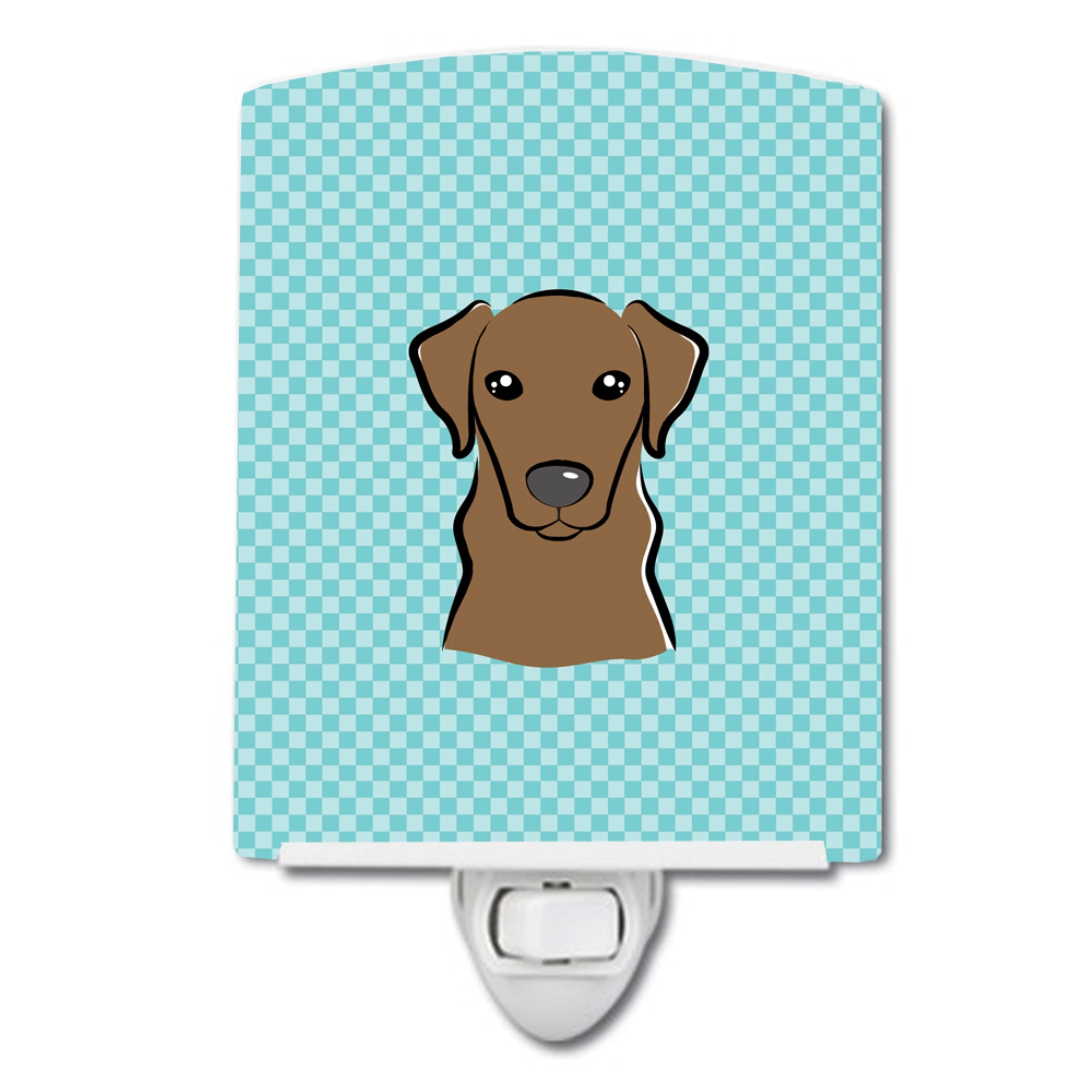  inchCarolines Treasures Checkerboard Blue Chocolate Labrador Ceramic Night Light, 6x4, Multicolor inch