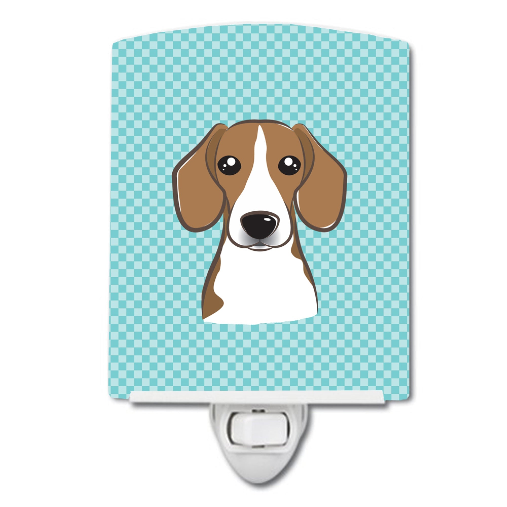  inchCarolines Treasures Checkerboard Blue Beagle Ceramic Night Light, 6x4, Multicolor inch