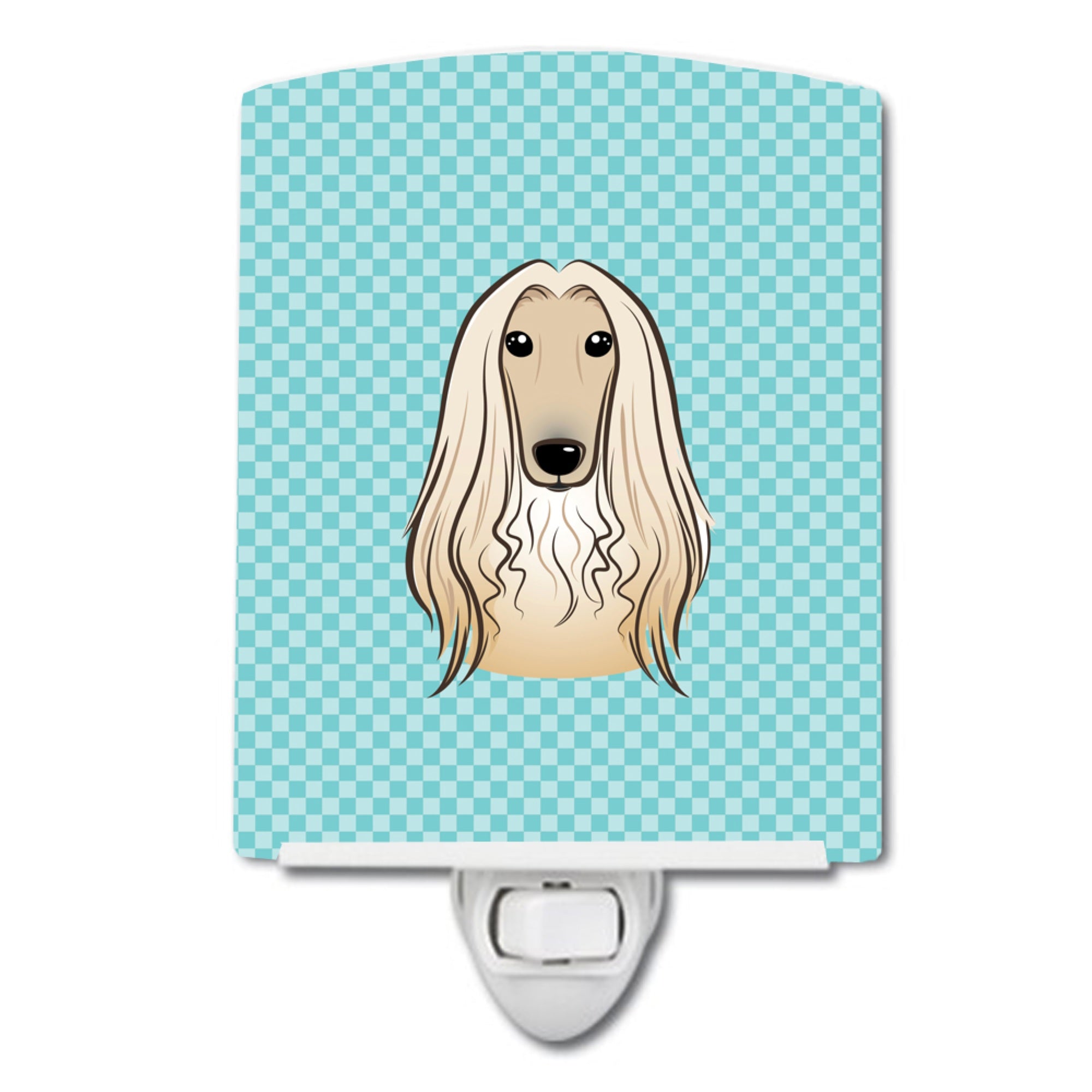  inchCarolines Treasures Checkerboard Blue Afghan Hound Ceramic Night Light, 6x4, Multicolor inch