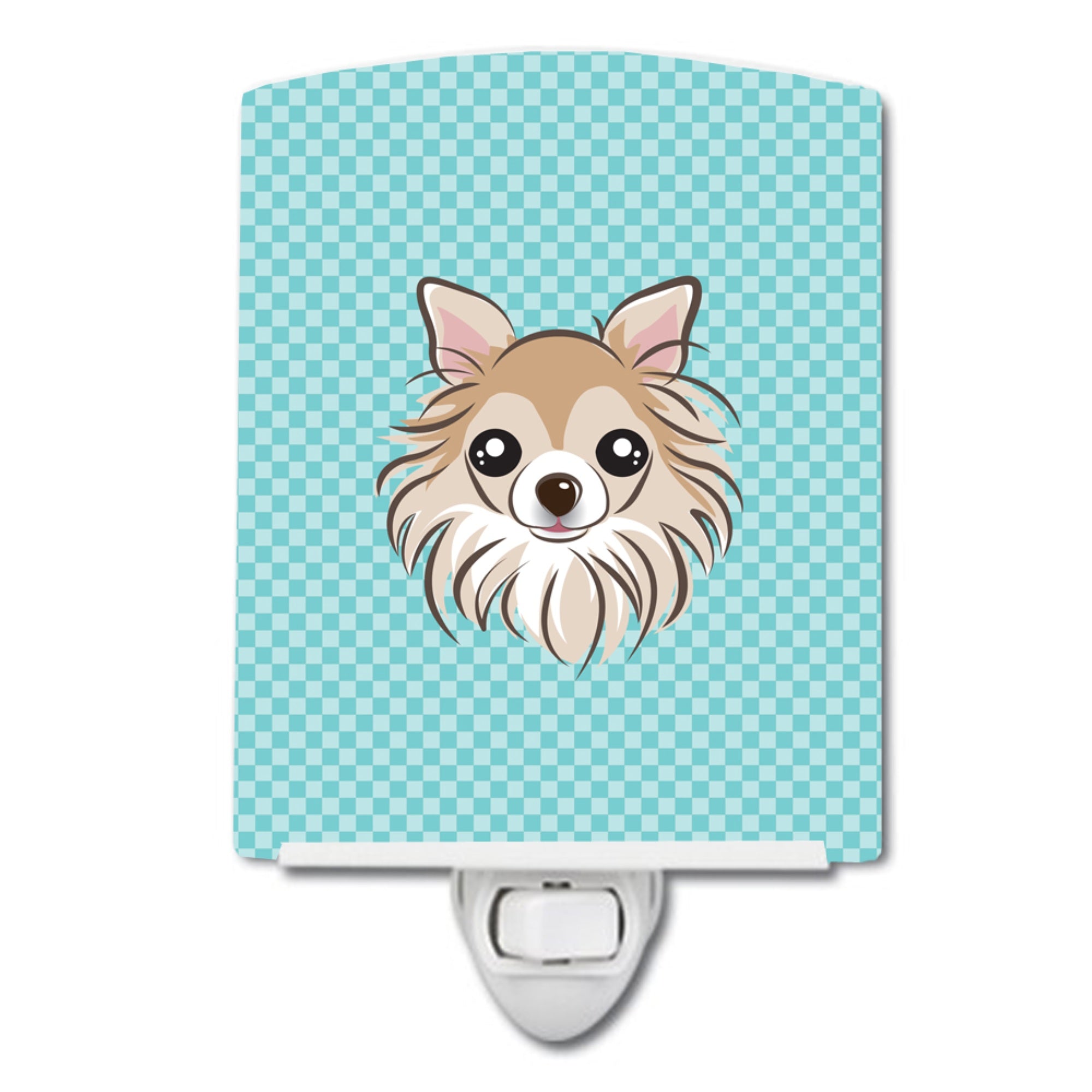  inchCarolines Treasures Checkerboard Blue Chihuahua Ceramic Night Light, 6x4, Multicolor inch