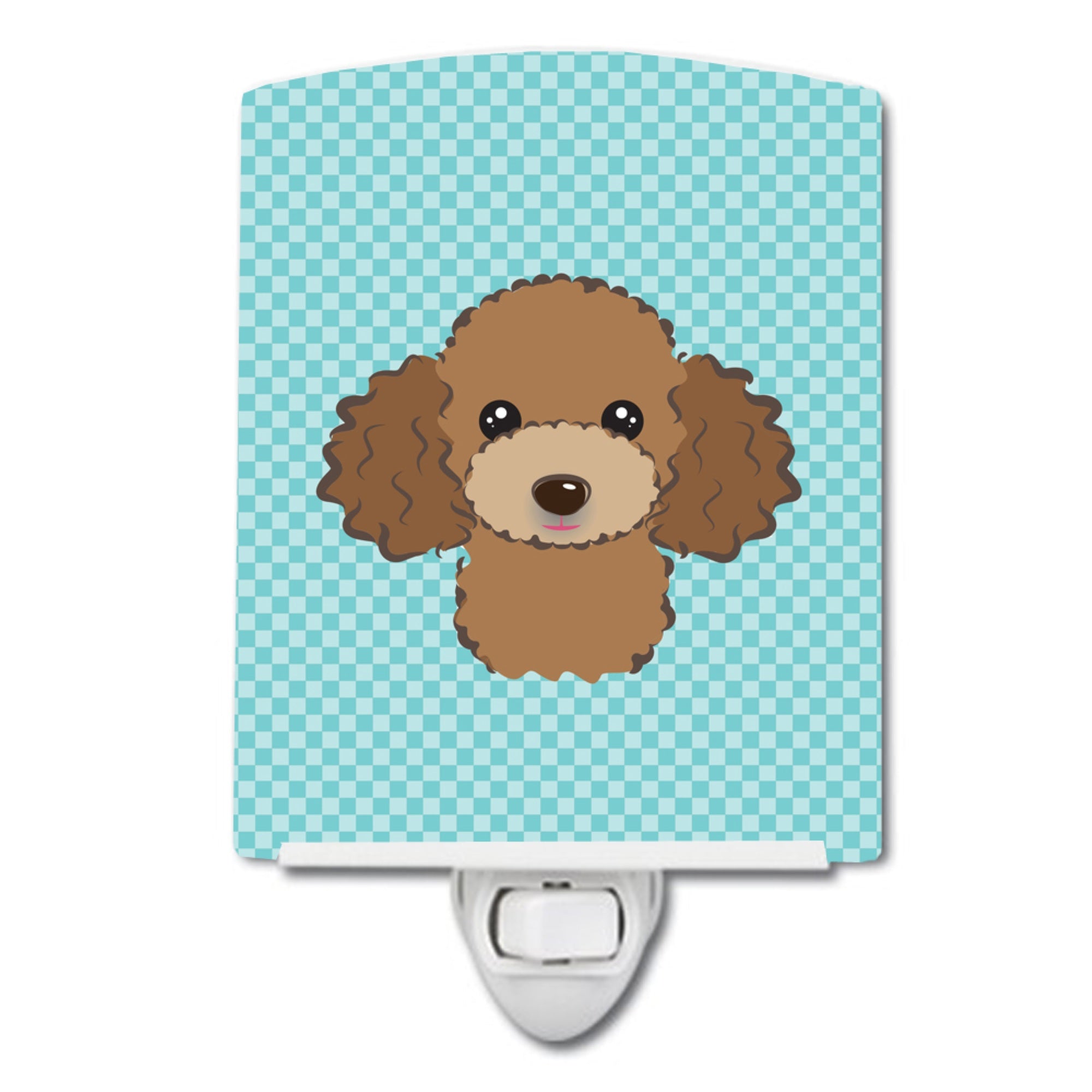  inchCarolines Treasures Checkerboard Blue Chocolate Brown Poodle Ceramic Night Light, 6x4, Multicolor inch