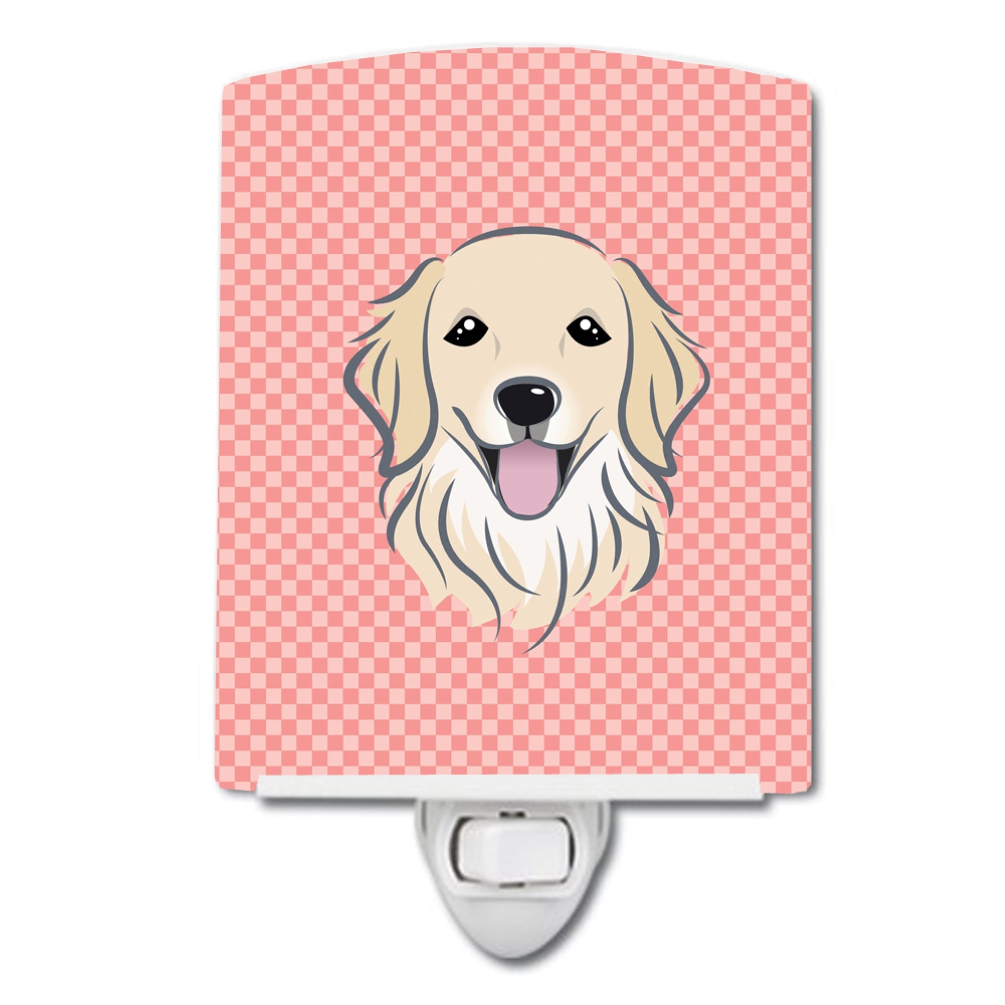  inchCarolines Treasures Checkerboard Pink Golden Retriever Ceramic Night Light, 6x4, Multicolor inch