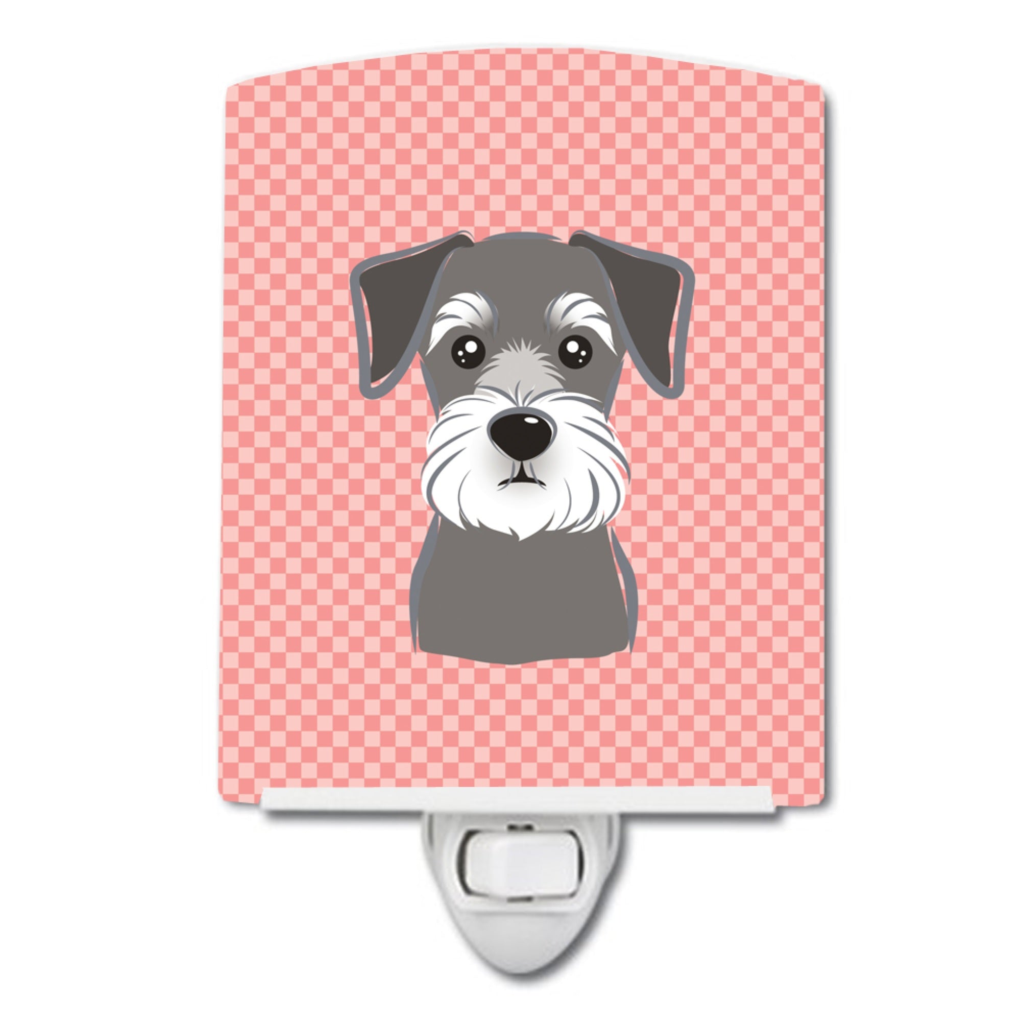  inchCarolines Treasures Checkerboard Pink Schnauzer Ceramic Night Light, 6x4, Multicolor inch