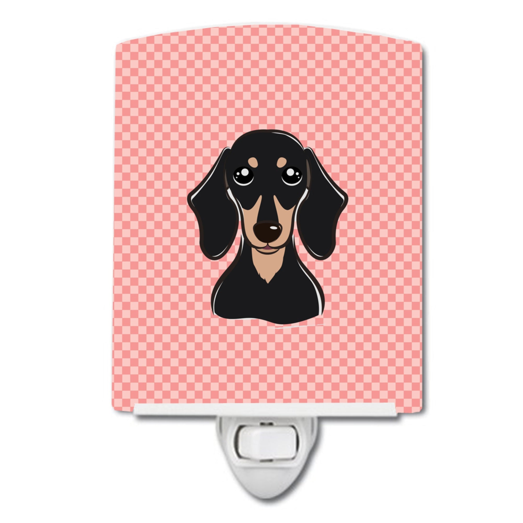  inchCarolines Treasures Checkerboard Pink Smooth Black and Tan Dachshund Ceramic Night Light, 6x4, Multicolor inch