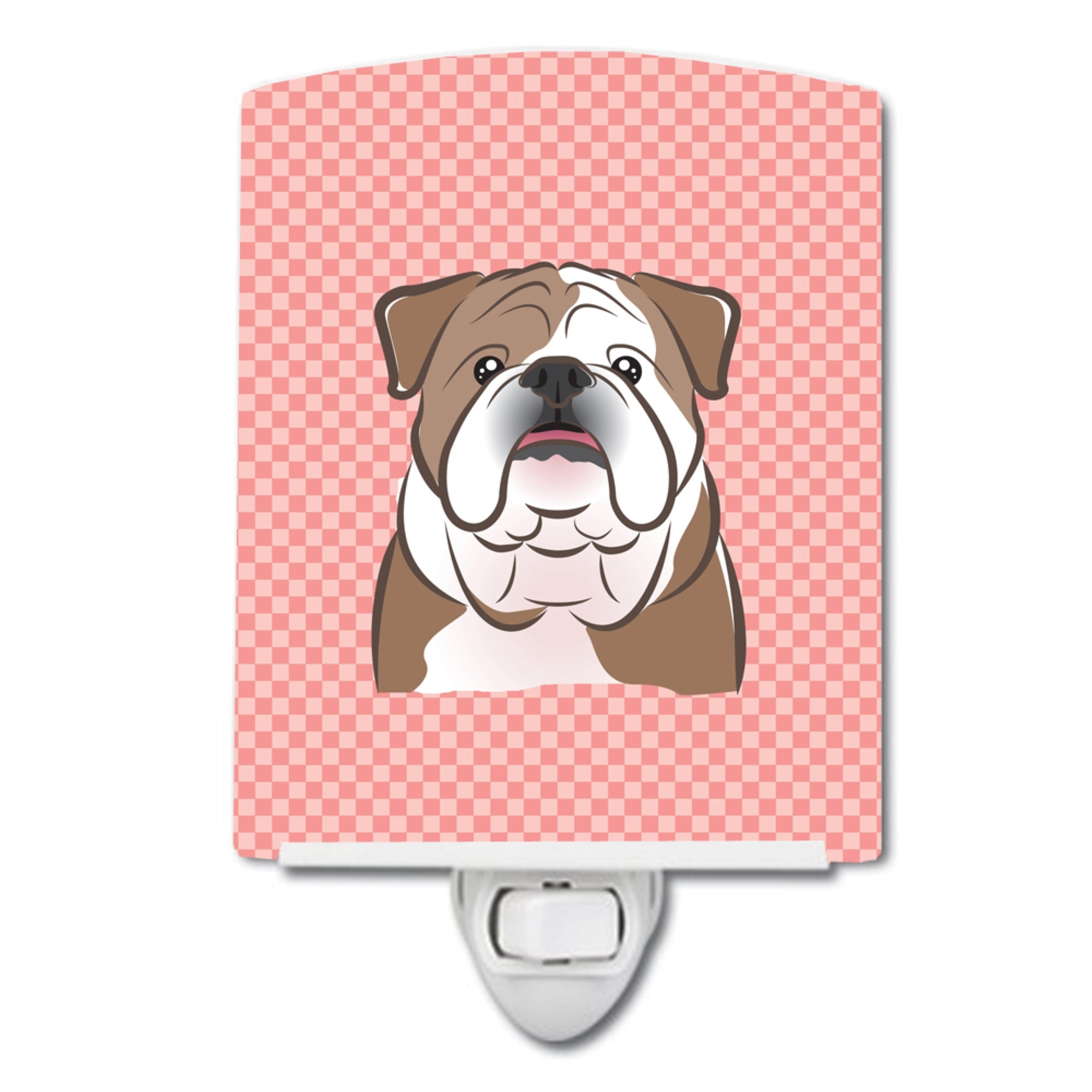  inchCarolines Treasures Checkerboard Pink English Bulldog Ceramic Night Light, 6x4, Multicolor inch
