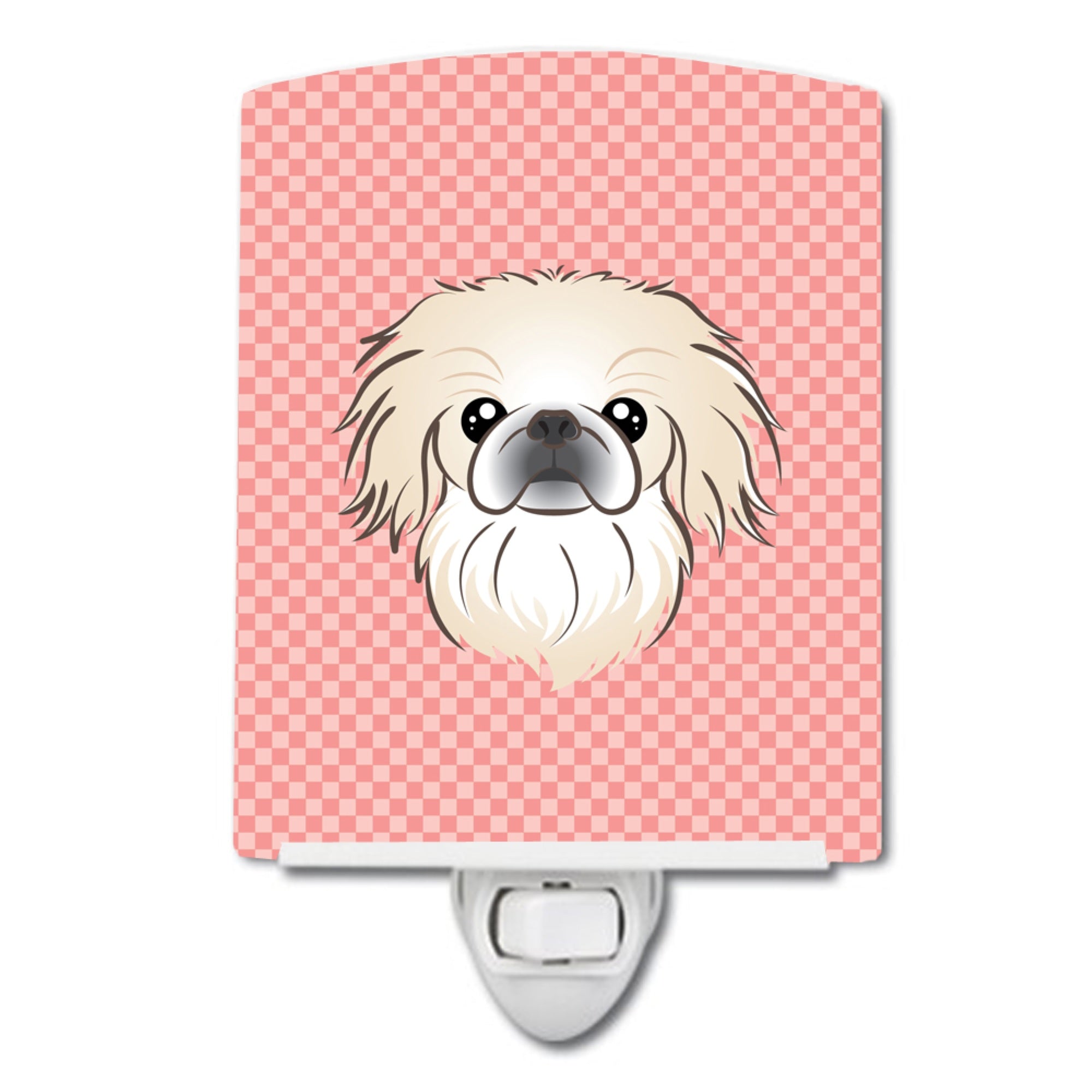  inchCarolines Treasures Checkerboard Pink Pekingese Ceramic Night Light, 6x4, Multicolor inch