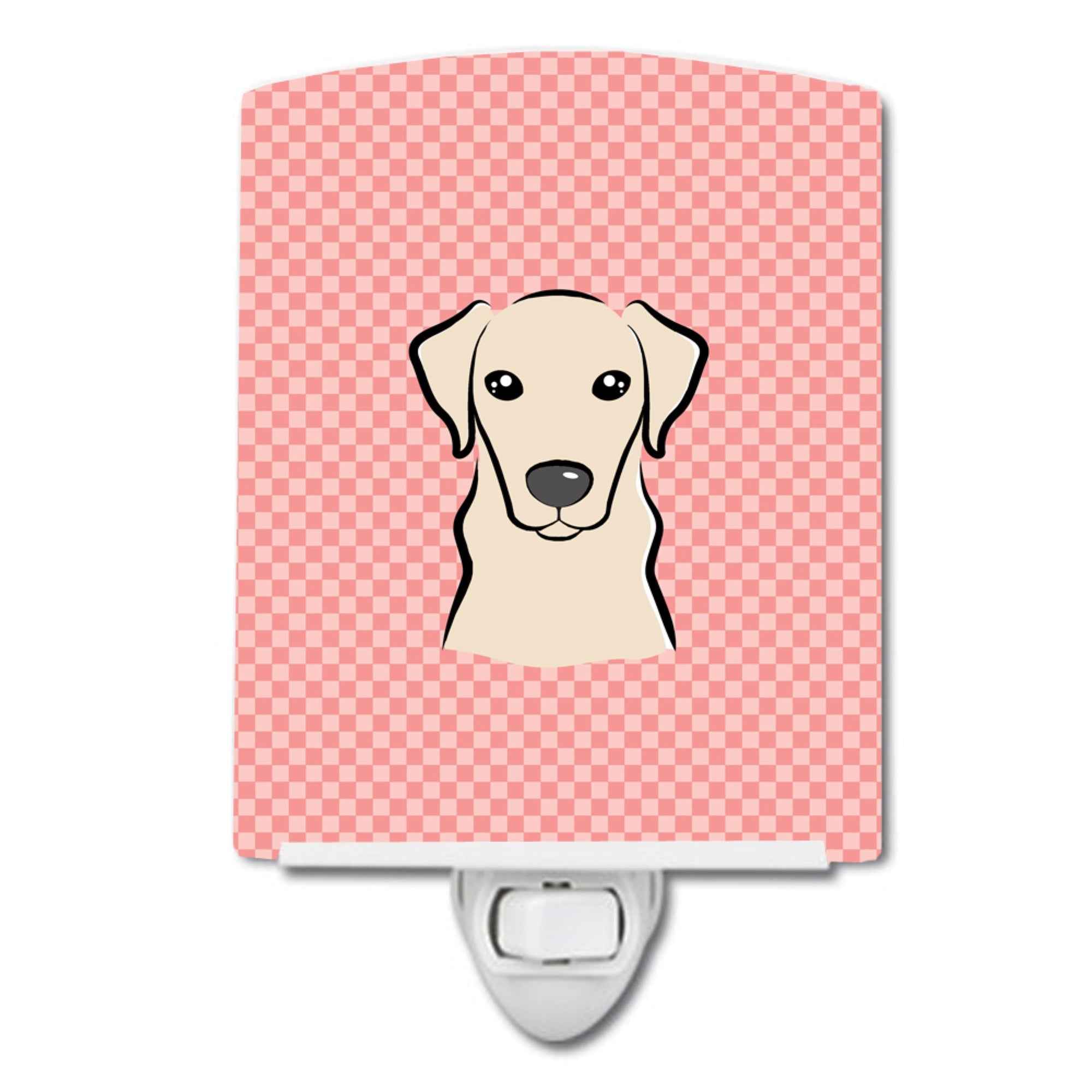  inchCarolines Treasures Checkerboard Pink Yellow Labrador Ceramic Night Light, 6x4, Multicolor inch