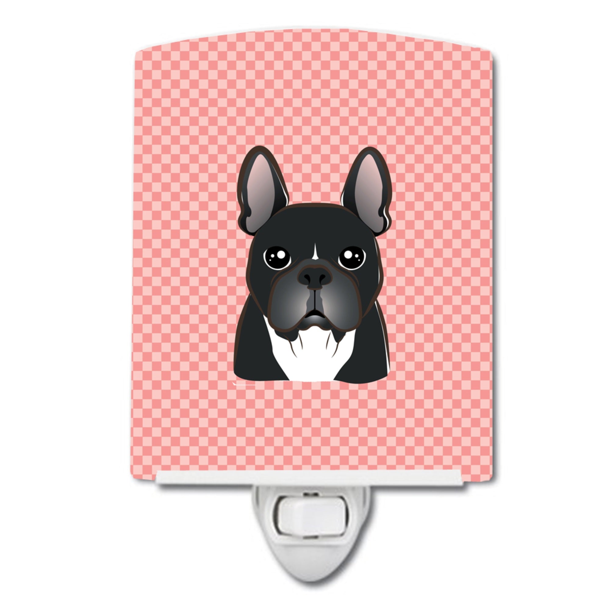  inchCarolines Treasures Checkerboard Pink French Bulldog Ceramic Night Light, 6x4, Multicolor inch