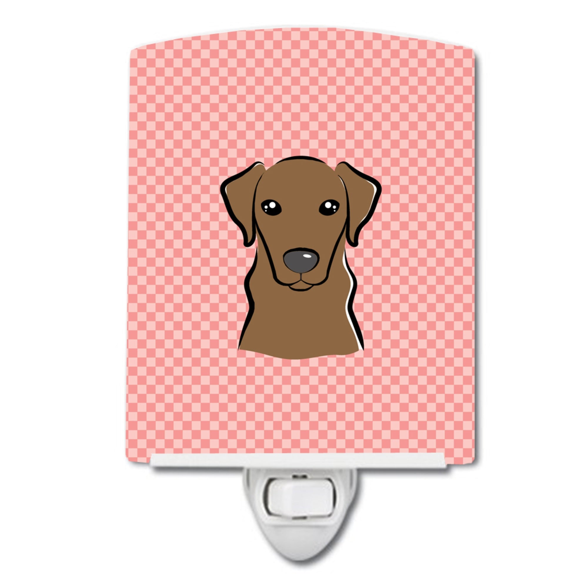  inchCarolines Treasures Checkerboard Pink Chocolate Labrador Ceramic Night Light, 6x4, Multicolor inch