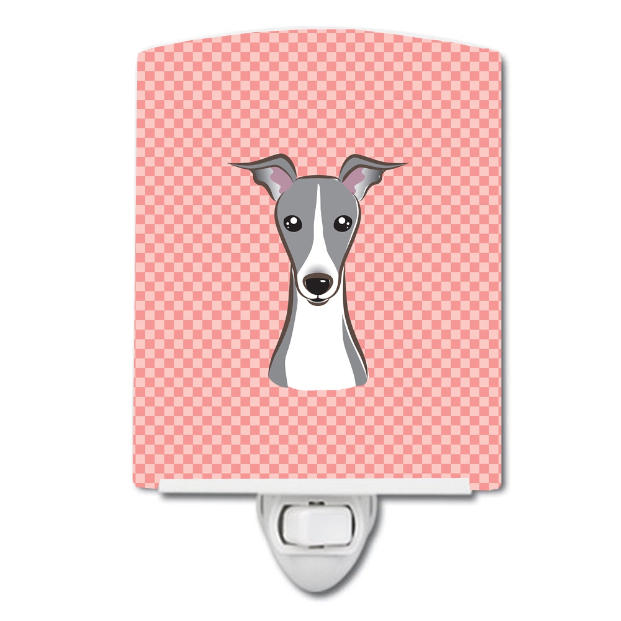  inchCarolines Treasures Checkerboard Pink Italian Greyhound Ceramic Night Light, 6x4, Multicolor inch