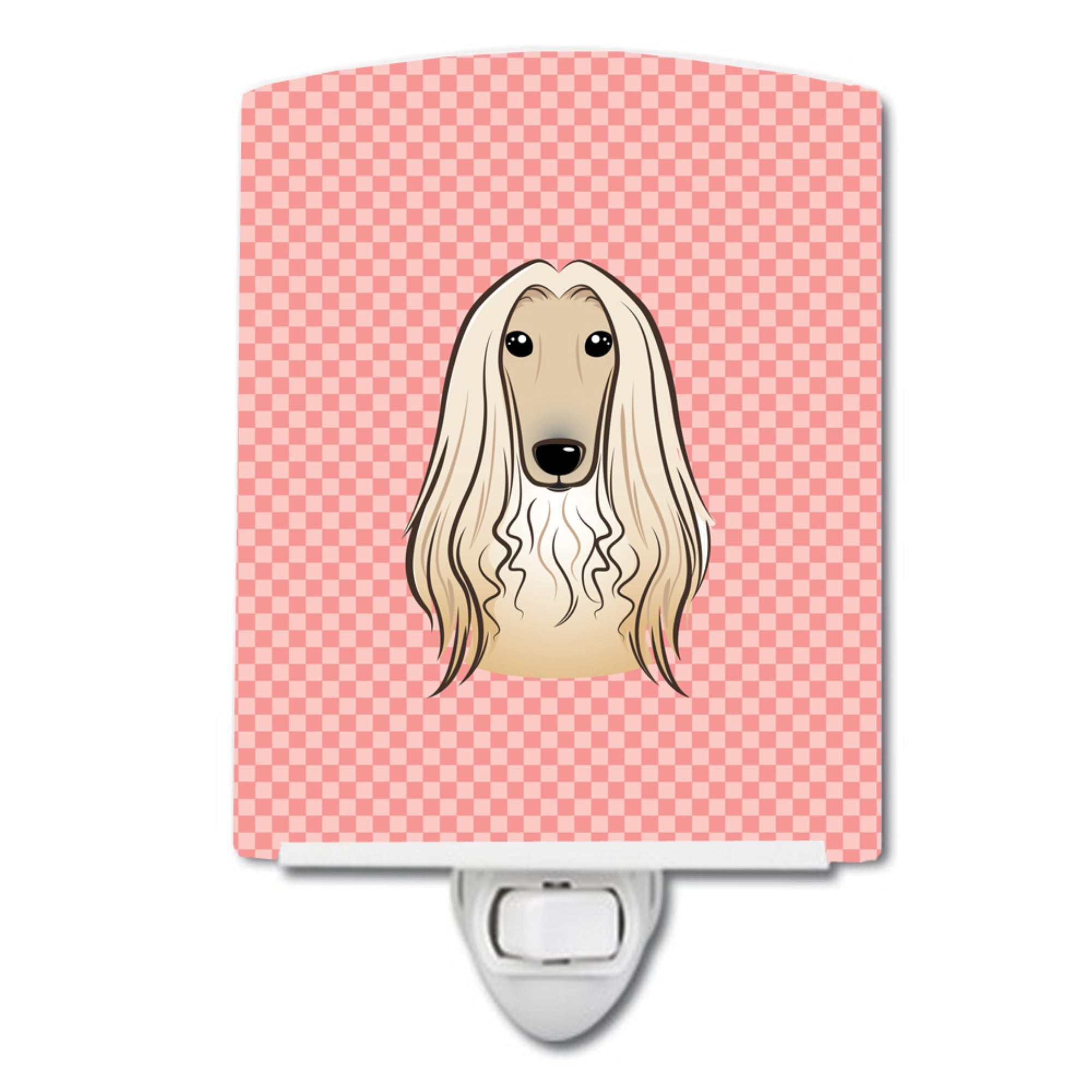  inchCarolines Treasures Checkerboard Pink Afghan Hound Ceramic Night Light, 6x4, Multicolor inch