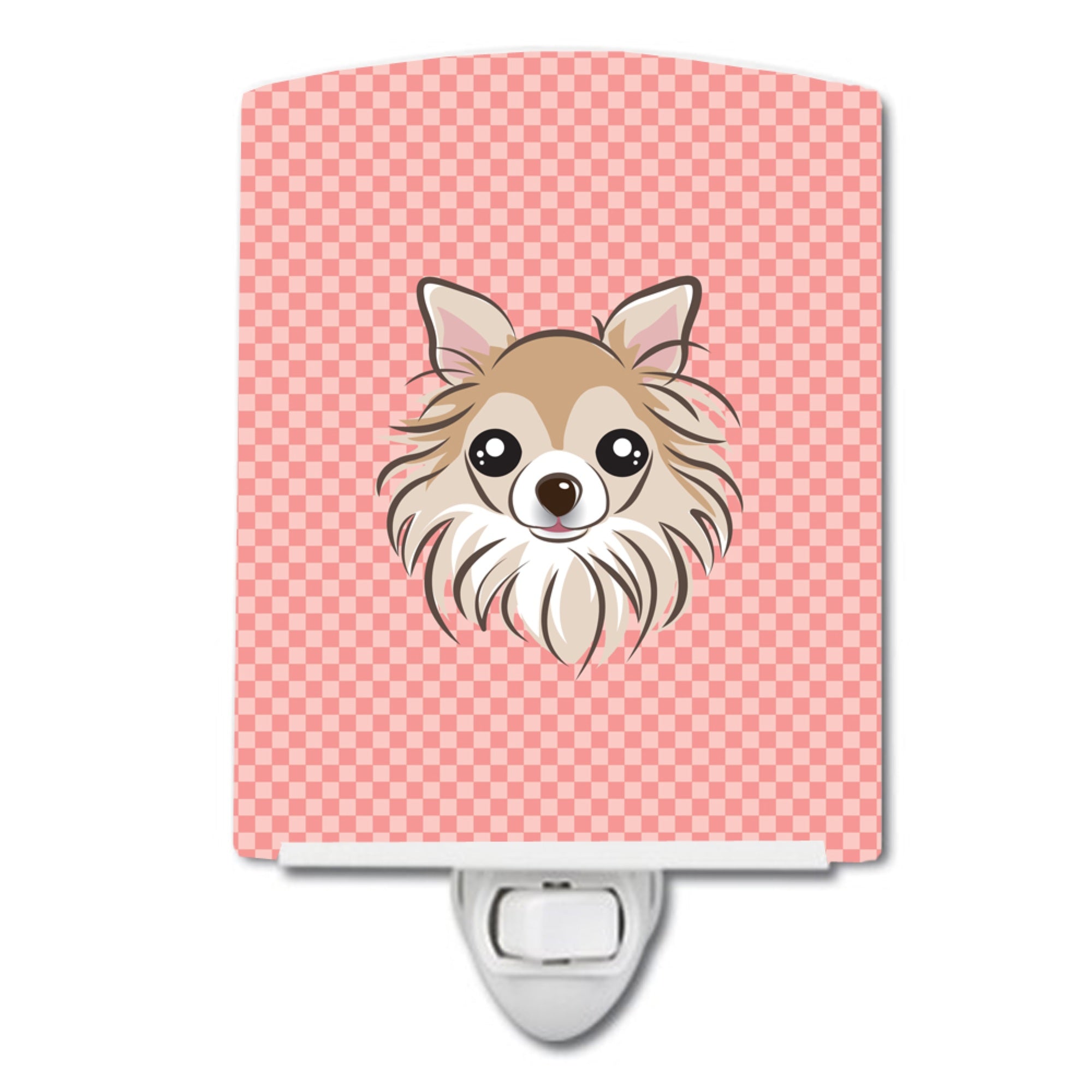  inchCarolines Treasures Checkerboard Pink Chihuahua Ceramic Night Light, 6x4, Multicolor inch