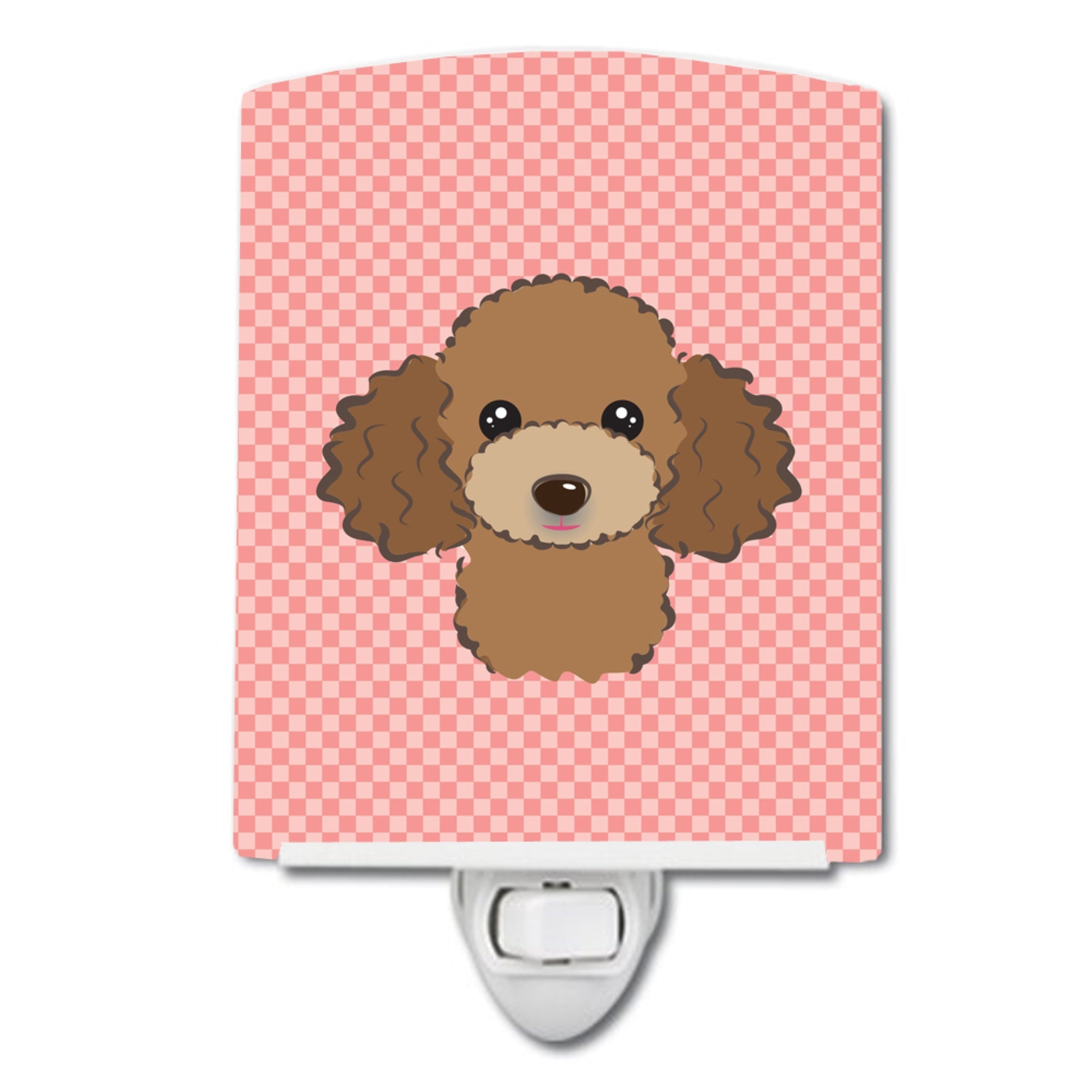  inchCarolines Treasures Checkerboard Pink Chocolate Brown Poodle Ceramic Night Light, 6x4, Multicolor inch