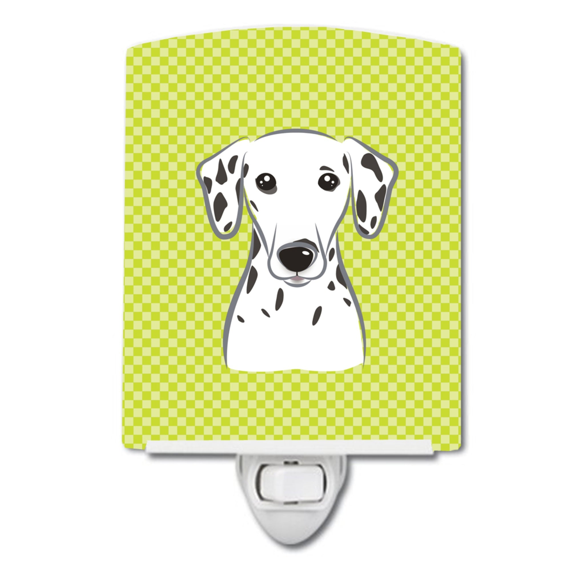  inchCarolines Treasures Checkerboard Lime Green Dalmatian Ceramic Night Light, 6x4, Multicolor inch