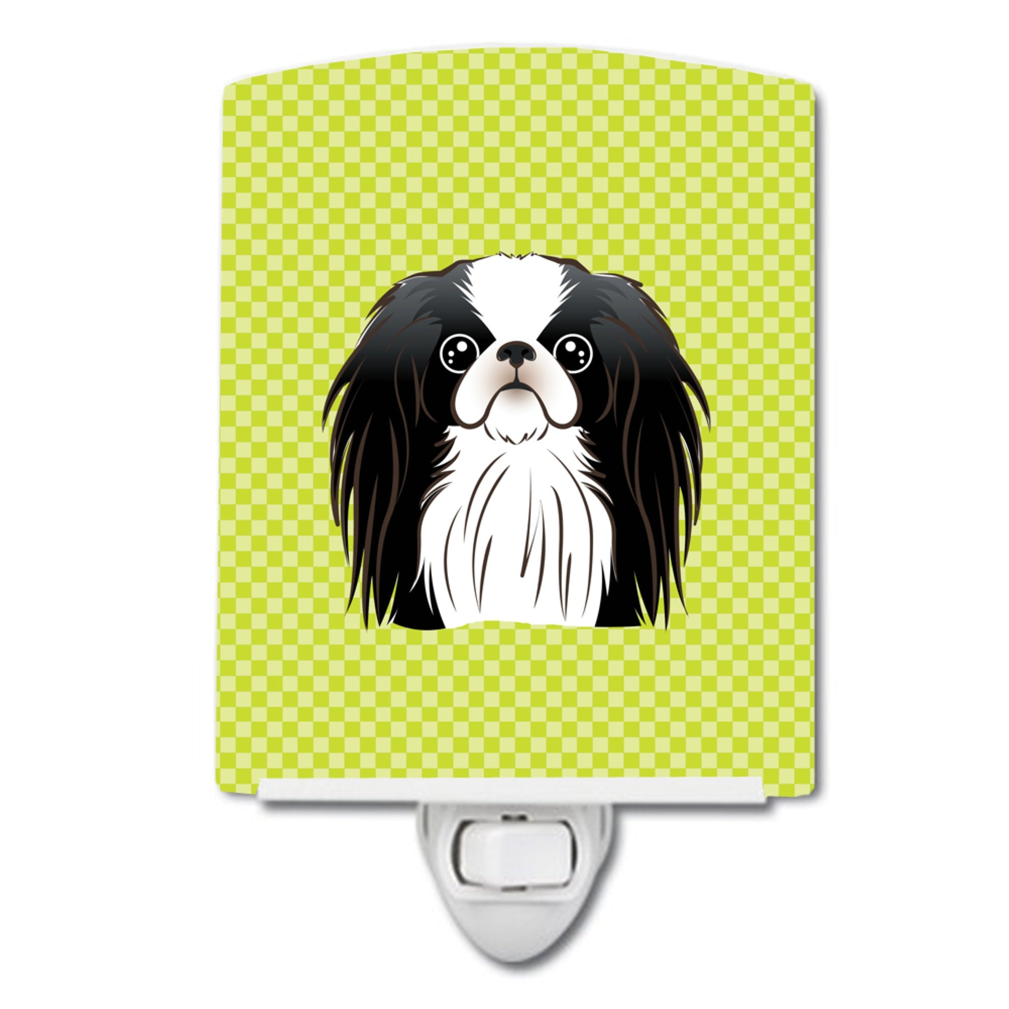  inchCarolines Treasures Checkerboard Lime Green Japanese Chin Ceramic Night Light, 6x4, Multicolor inch