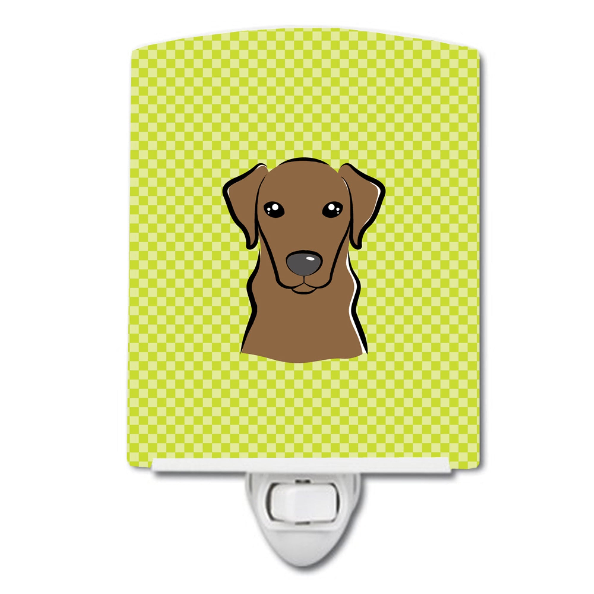  inchCarolines Treasures Checkerboard Lime Green Chocolate Labrador Ceramic Night Light, 6x4, Multicolor inch