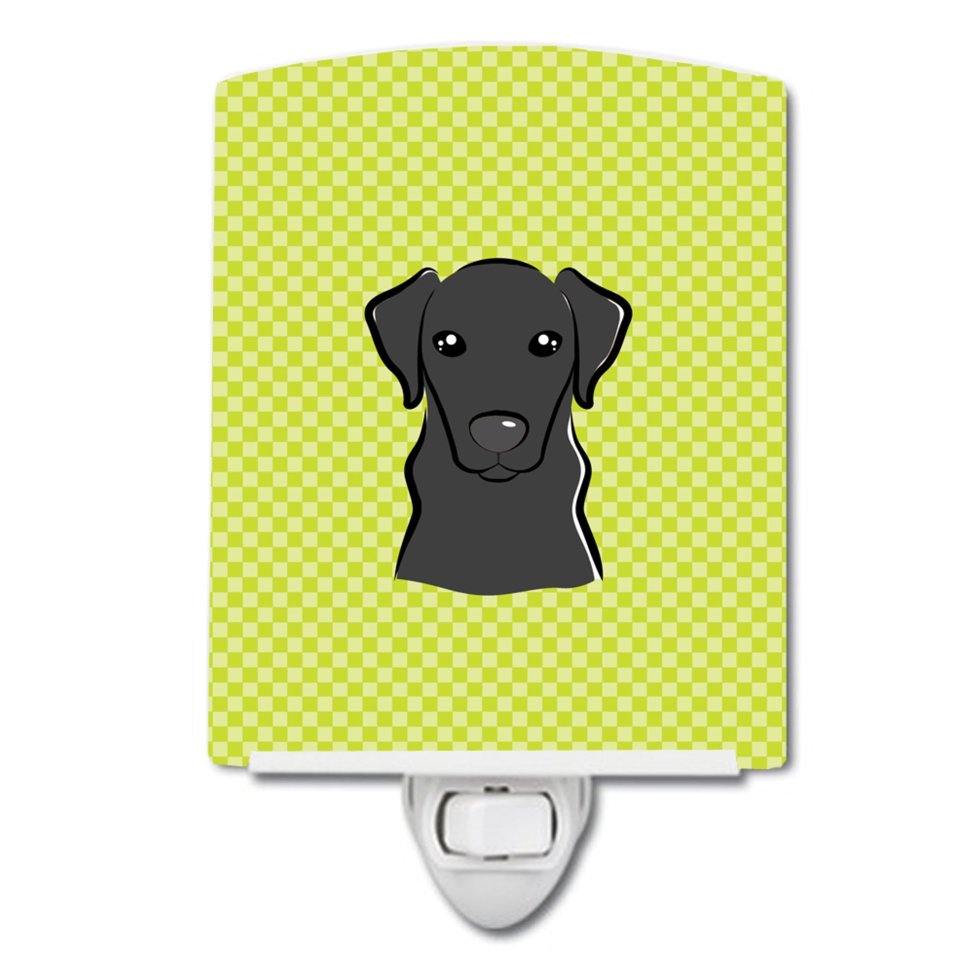  inchCarolines Treasures Checkerboard Lime Green Black Labrador Ceramic Night Light, 6x4, Multicolor inch