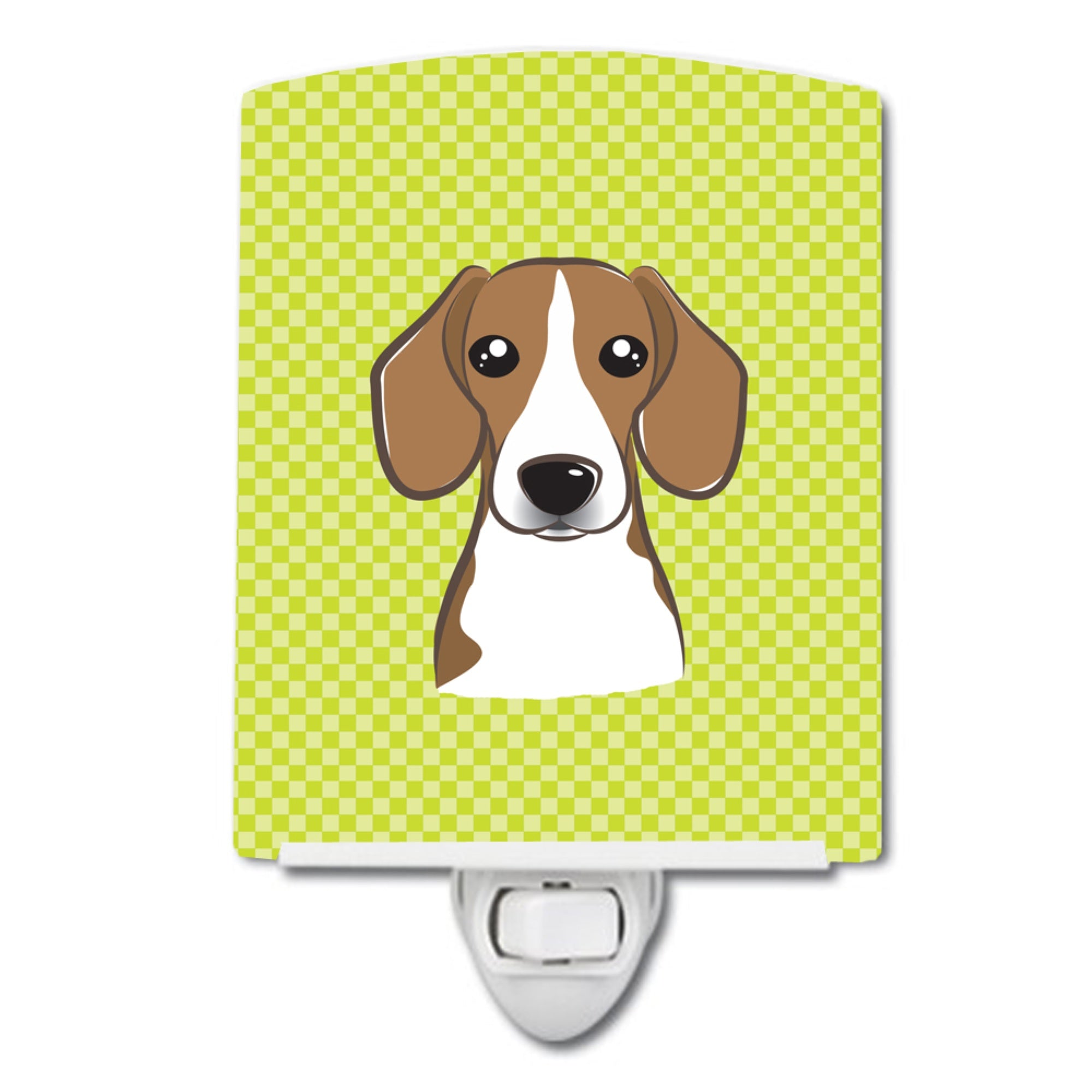  inchCarolines Treasures Checkerboard Lime Green Beagle Ceramic Night Light, 6x4, Multicolor inch