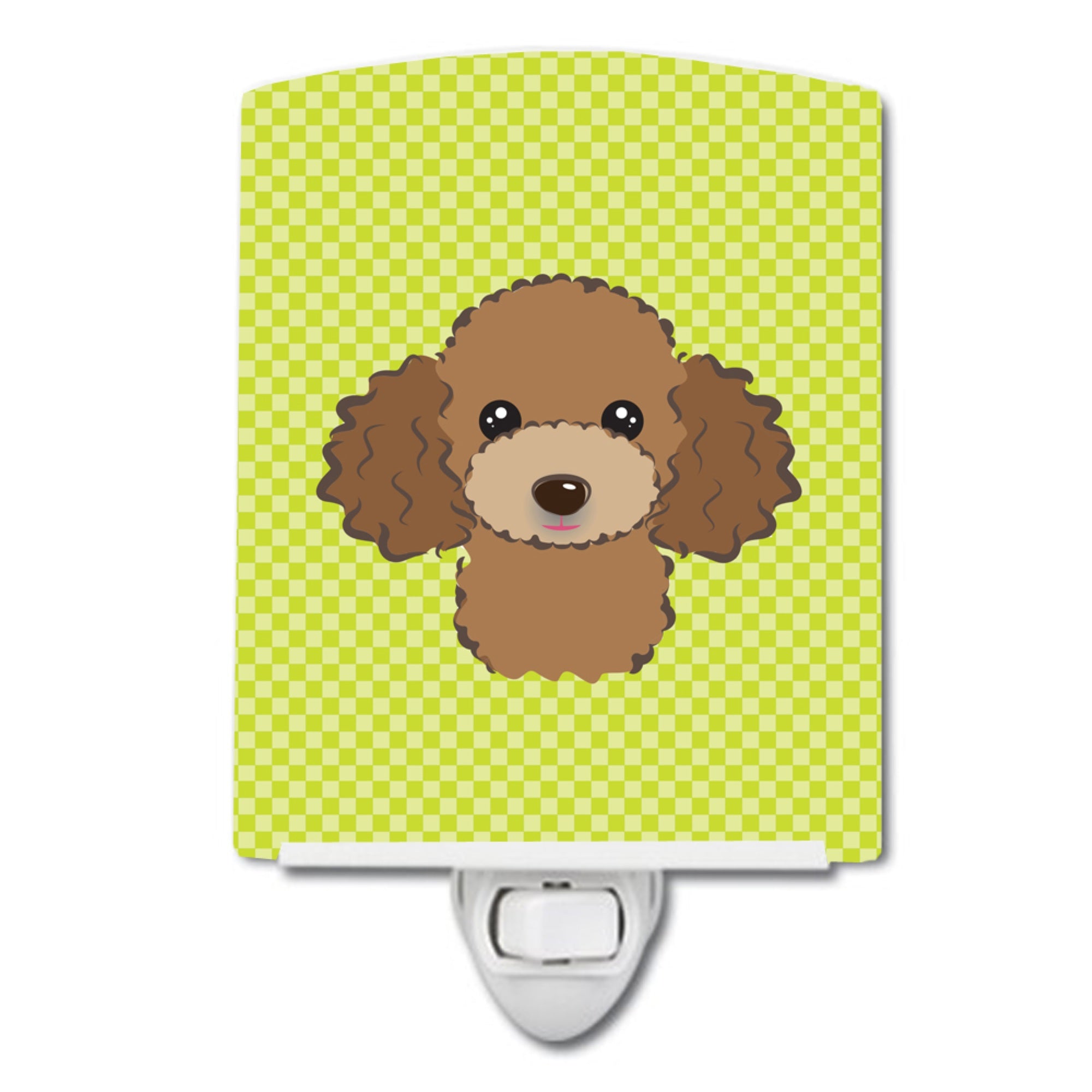  inchCarolines Treasures Checkerboard Lime Green Chocolate Brown Poodle Ceramic Night Light, 6x4, Multicolor inch