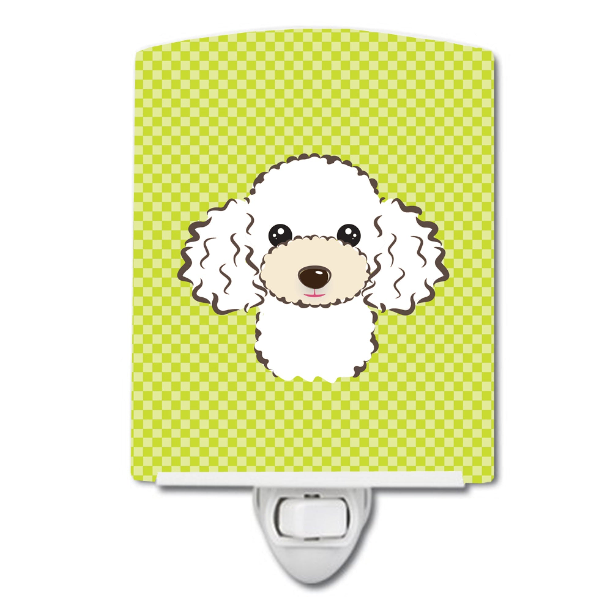  inchCarolines Treasures Checkerboard Lime Green White Poodle Ceramic Night Light, 6x4, Multicolor inch