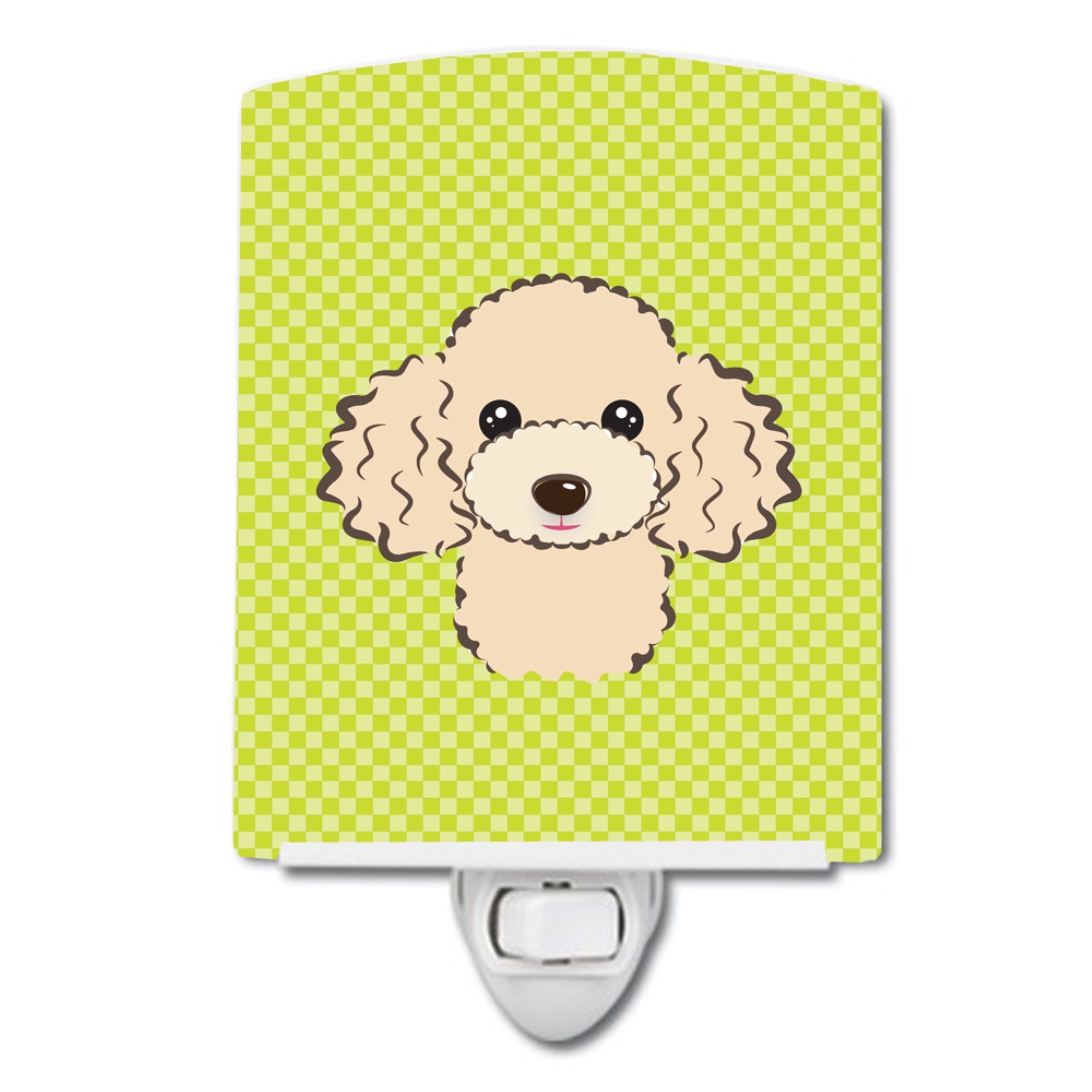  inchCarolines Treasures Checkerboard Lime Green Buff Poodle Ceramic Night Light, 6x4, Multicolor inch