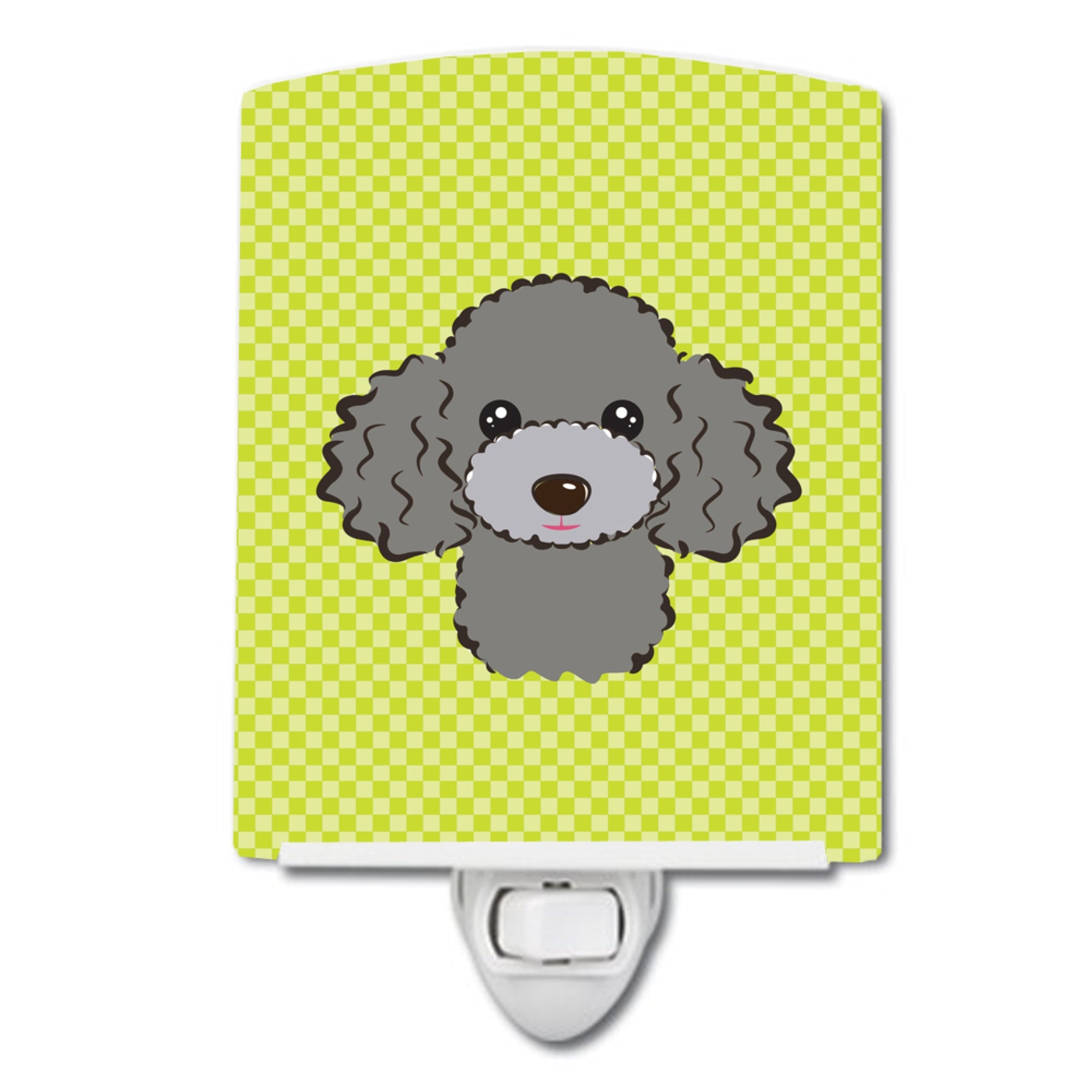  inchCarolines Treasures Checkerboard Lime Green Silver Gray Poodle Ceramic Night Light, 6x4, Multicolor inch