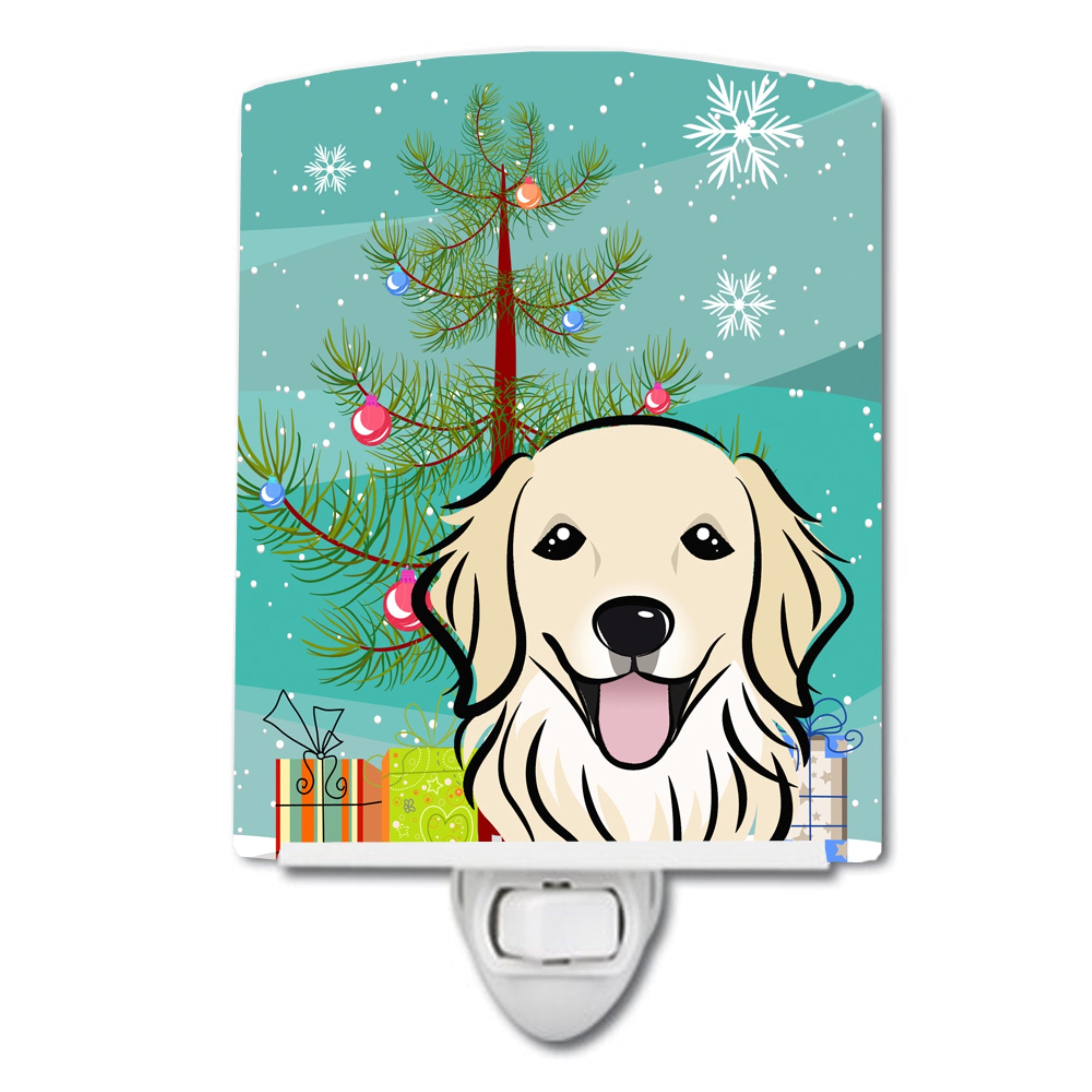  inchCarolines Treasures Christmas Tree and Golden Retriever Ceramic Night Light, 6x4, Multicolor inch