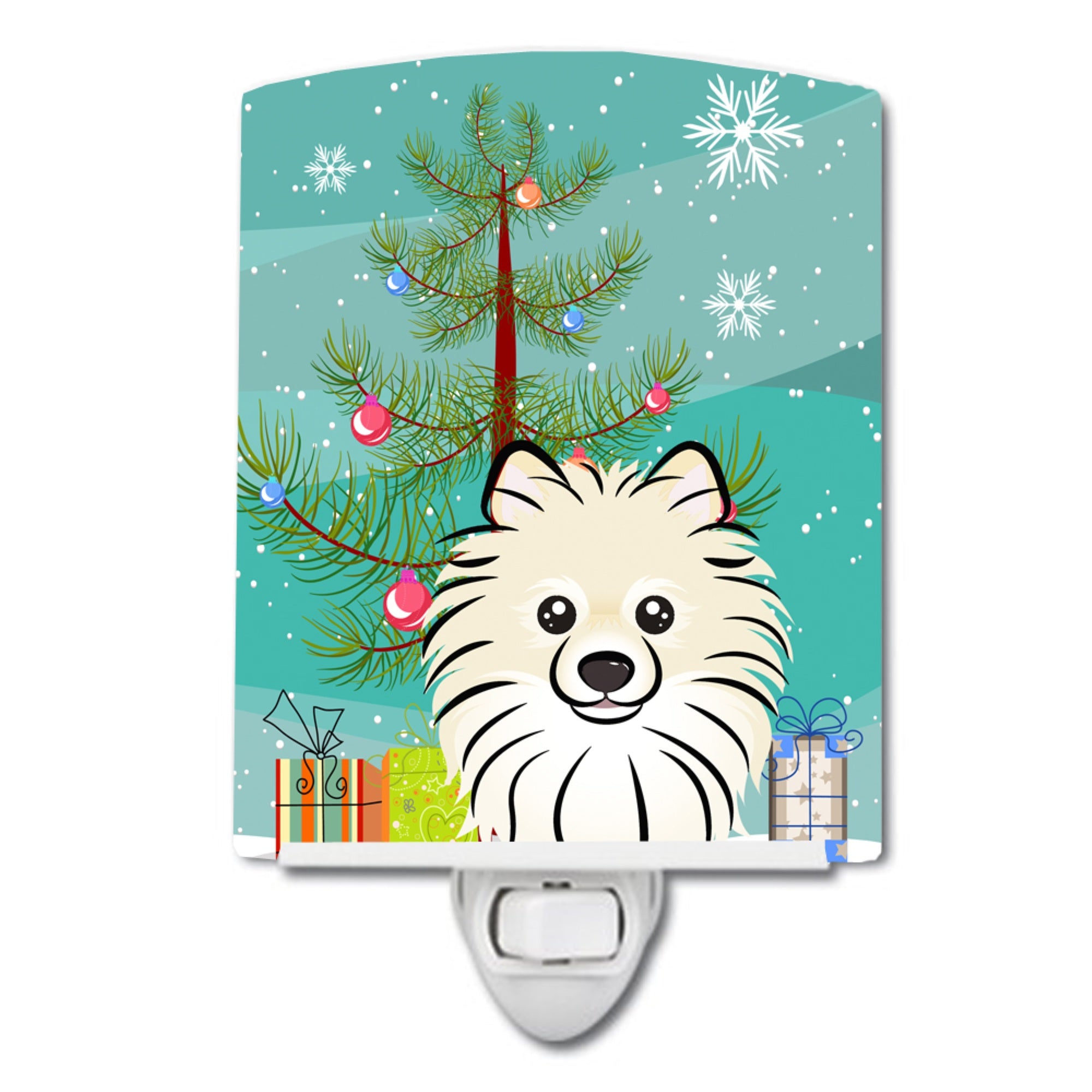  inchCarolines Treasures Christmas Tree and Pomeranian Ceramic Night Light, 6x4, Multicolor inch