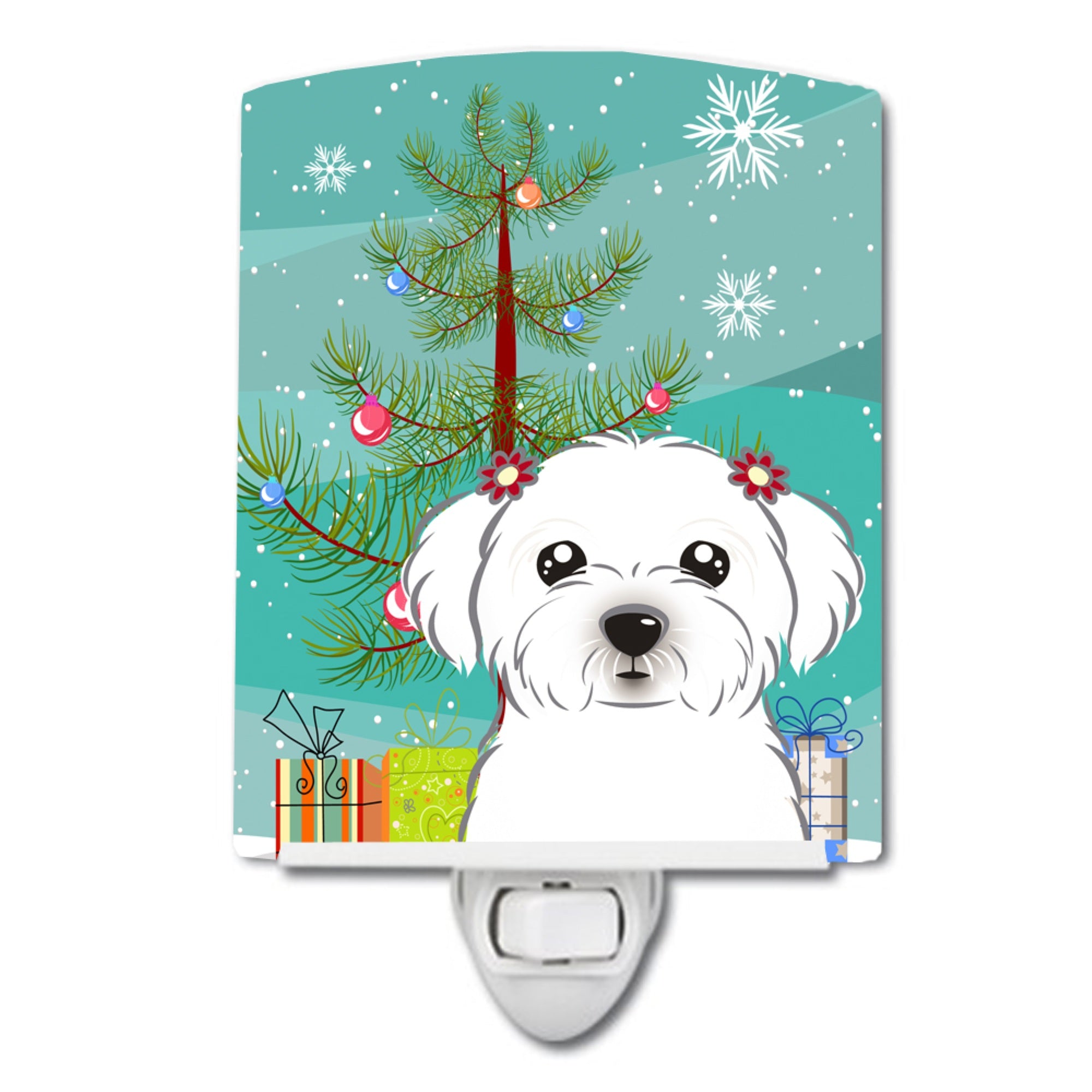  inchCarolines Treasures Christmas Tree and Maltese Ceramic Night Light, 6x4, Multicolor inch