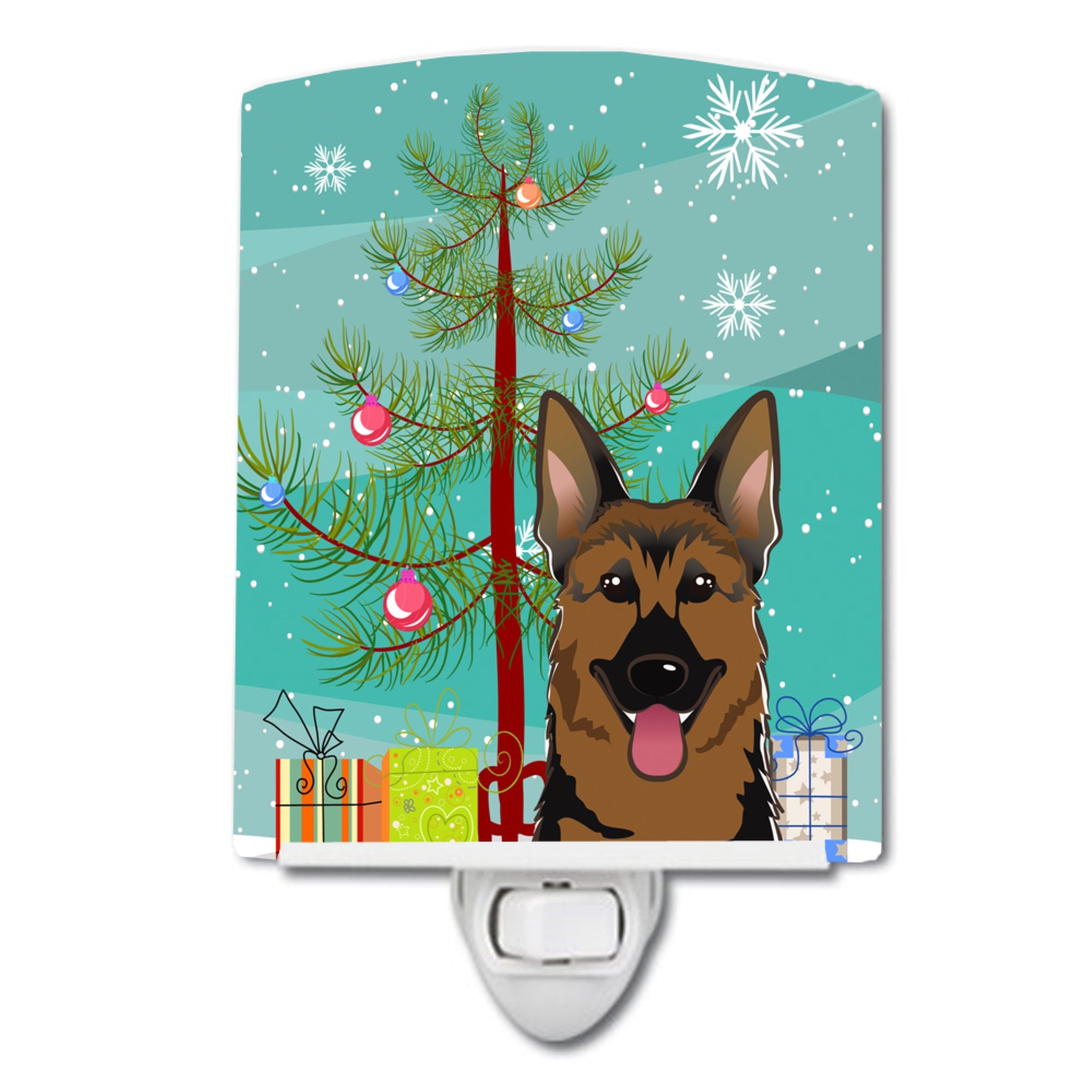  inchCarolines Treasures Christmas Tree and German Shepherd Ceramic Night Light, 6x4, Multicolor inch