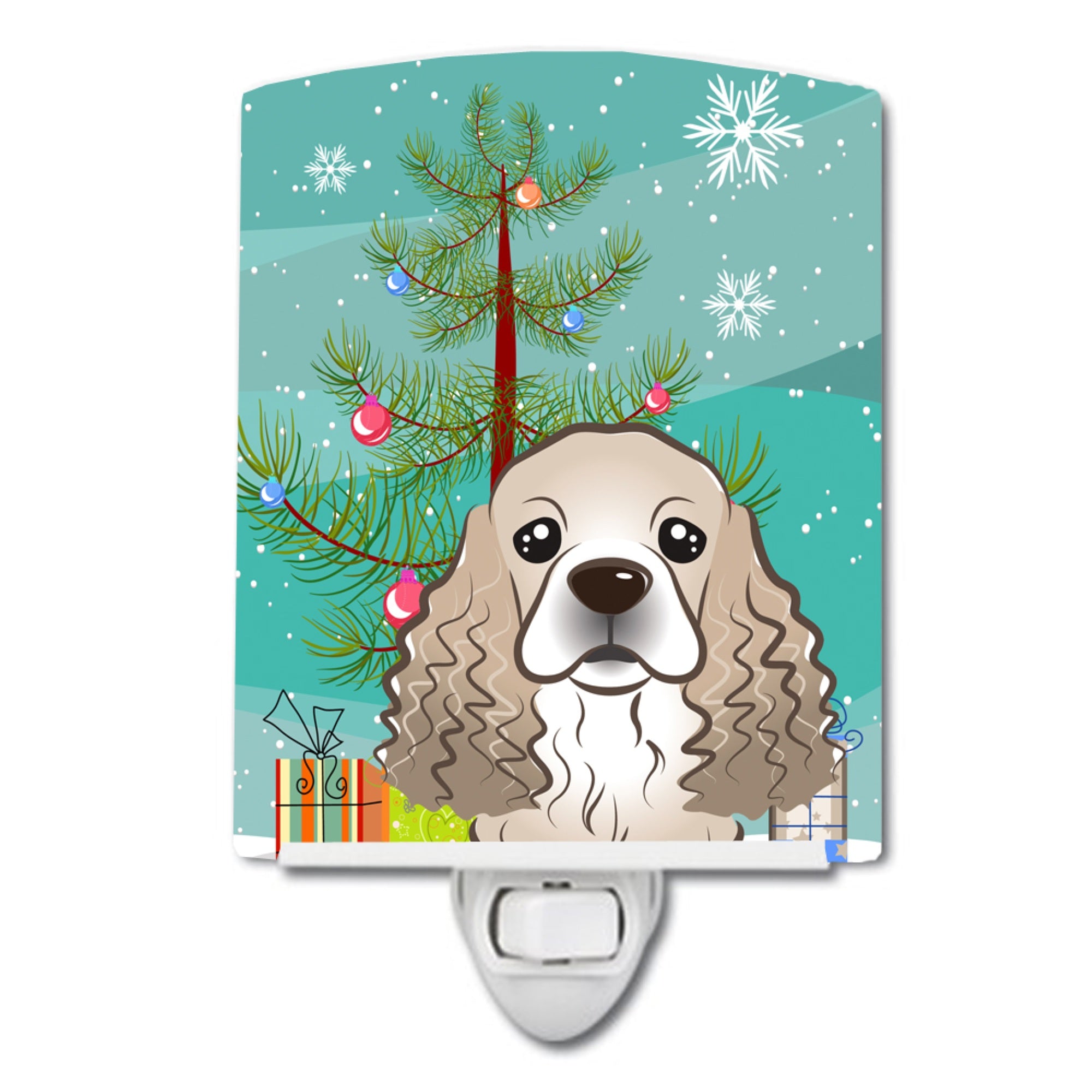  inchCarolines Treasures Christmas Tree and Cocker Spaniel Ceramic Night Light, 6x4, Multicolor inch