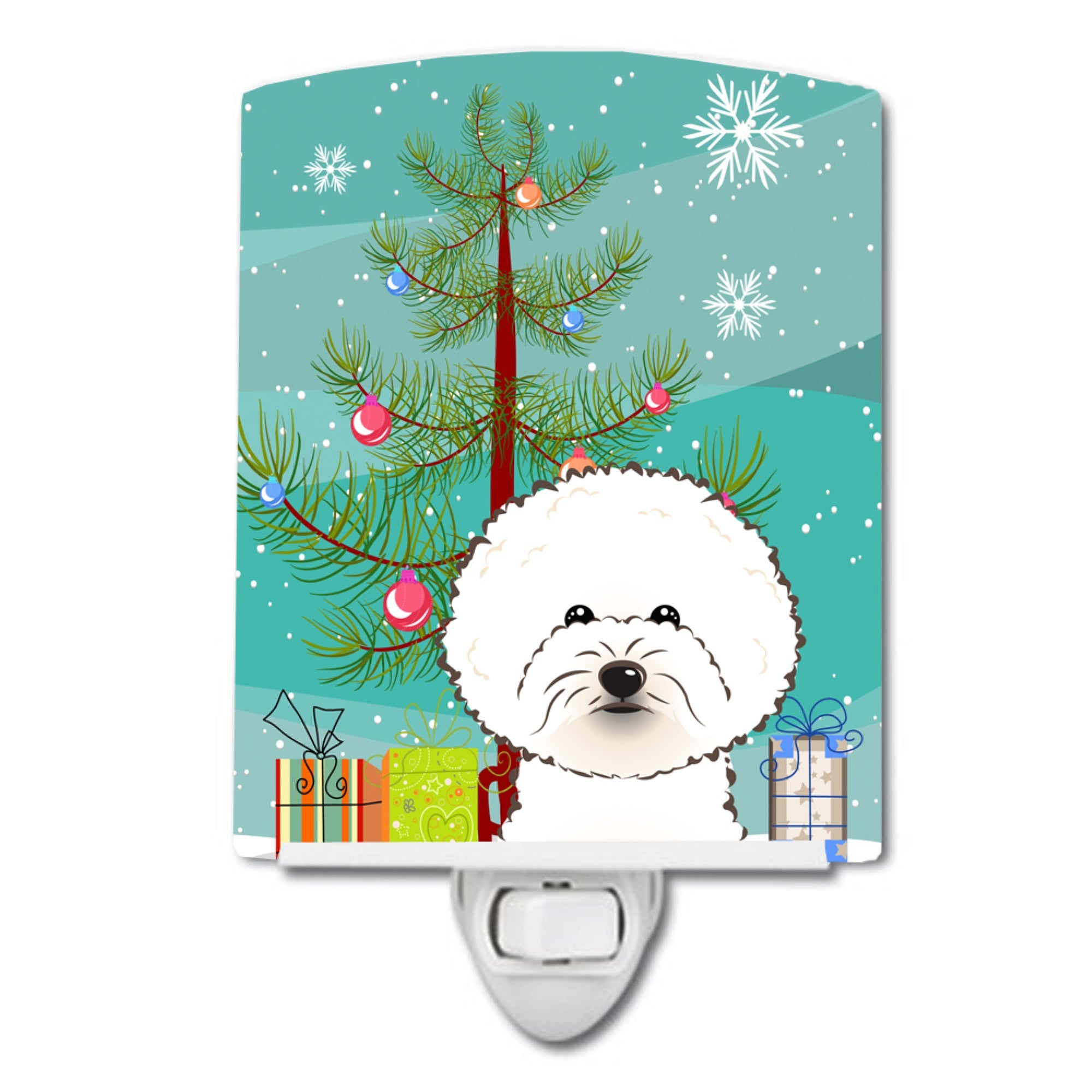  inchCarolines Treasures Christmas Tree and Bichon Frise Ceramic Night Light, 6x4, Multicolor inch