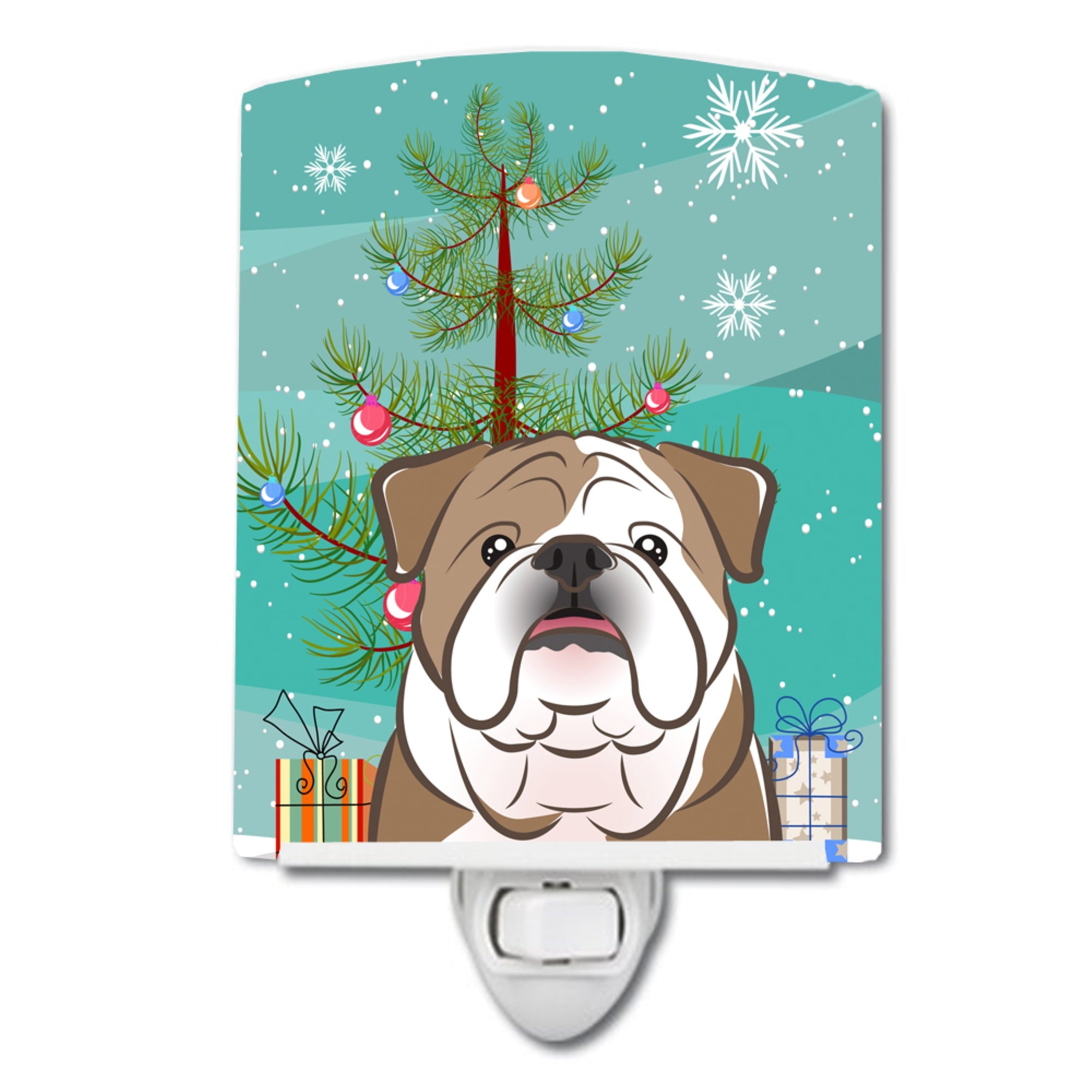  inchCarolines Treasures Christmas Tree and English Bulldog Ceramic Night Light, 6x4, Multicolor inch