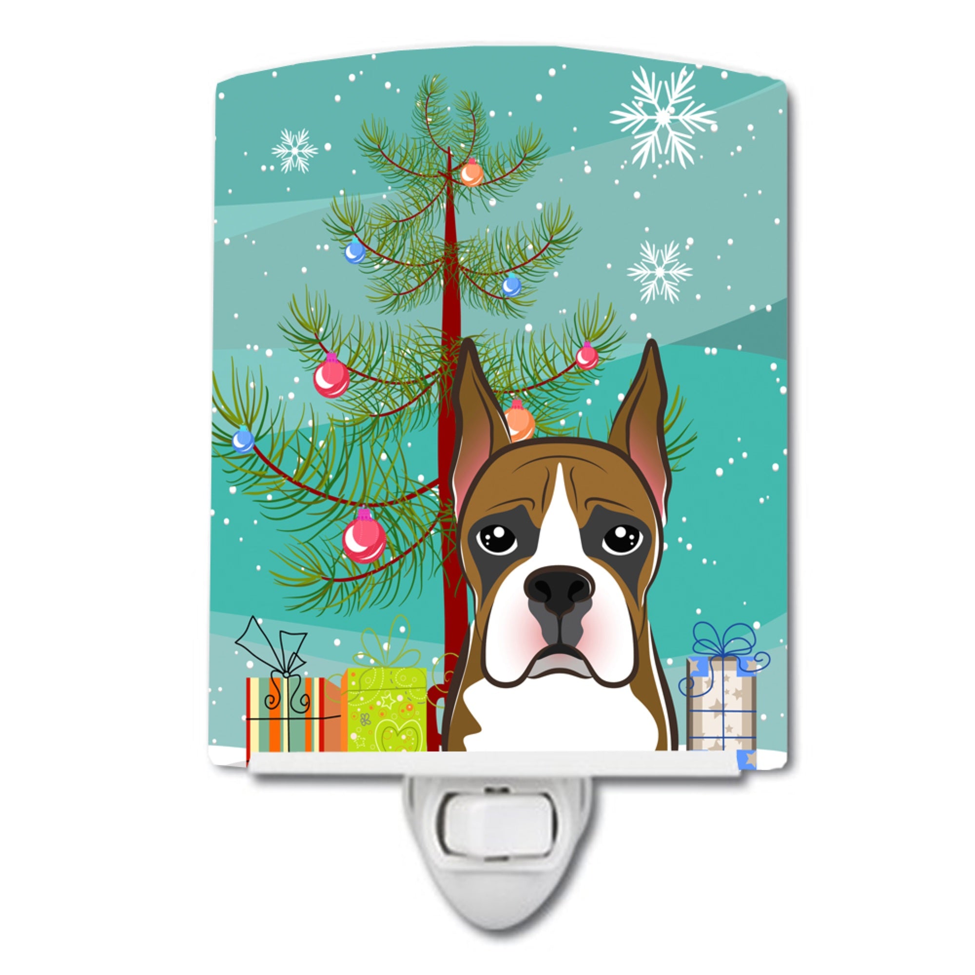  inchCarolines Treasures Christmas Tree and Boxer Ceramic Night Light, 6x4, Multicolor inch