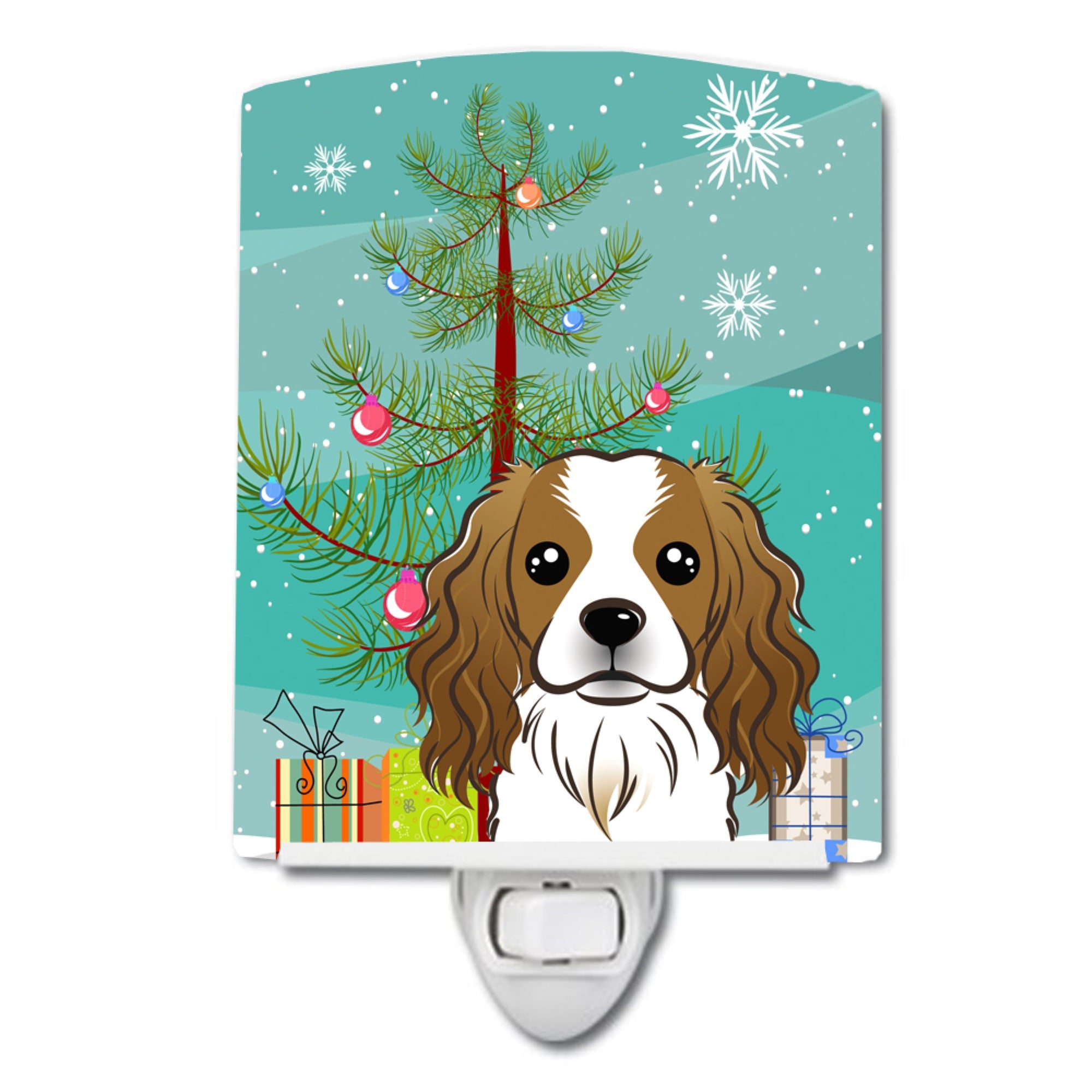  inchCarolines Treasures Christmas Tree and Cavalier Spaniel Ceramic Night Light, 6x4, Multicolor inch