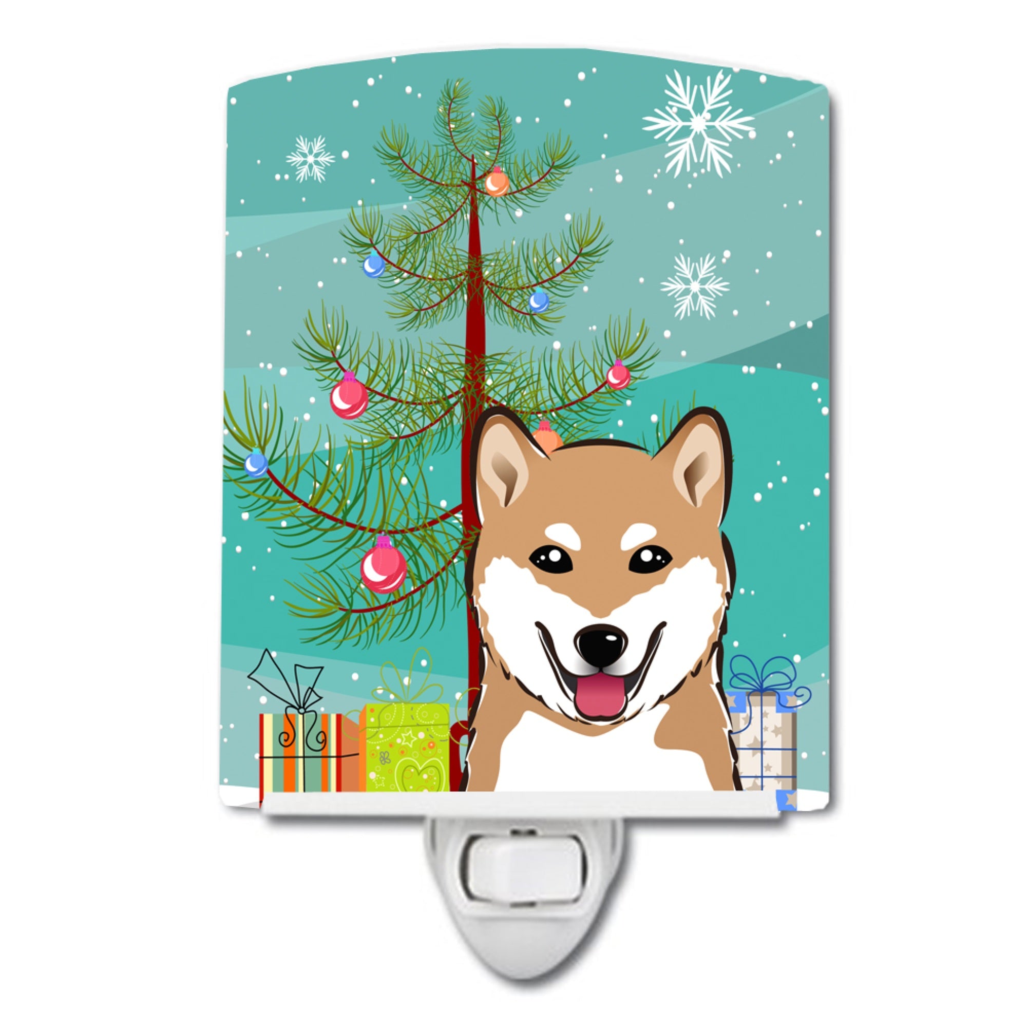  inchCarolines Treasures Christmas Tree and Shiba Inu Ceramic Night Light, 6x4, Multicolor inch