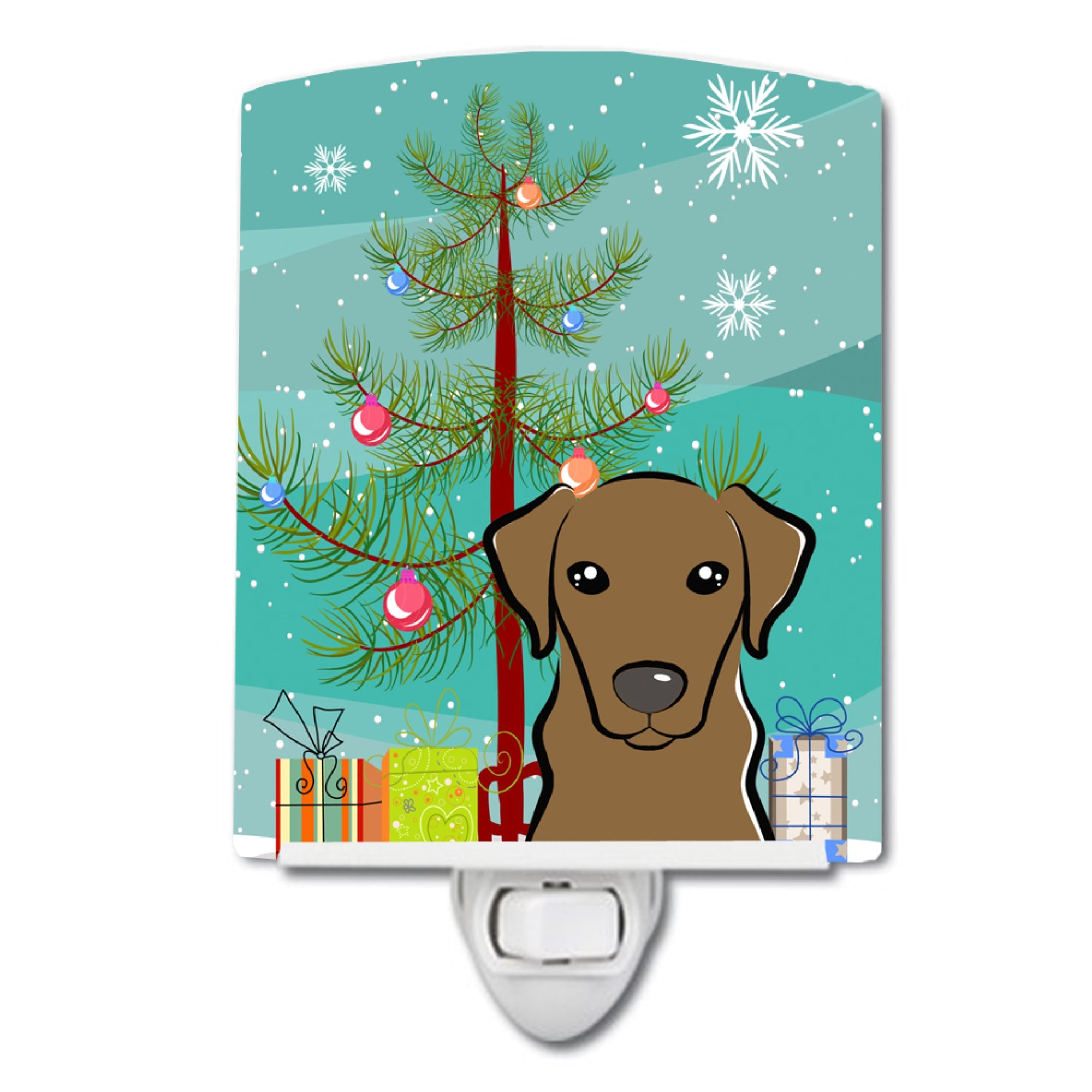  inchCarolines Treasures Christmas Tree and Chocolate Labrador Ceramic Night Light, 6x4, Multicolor inch