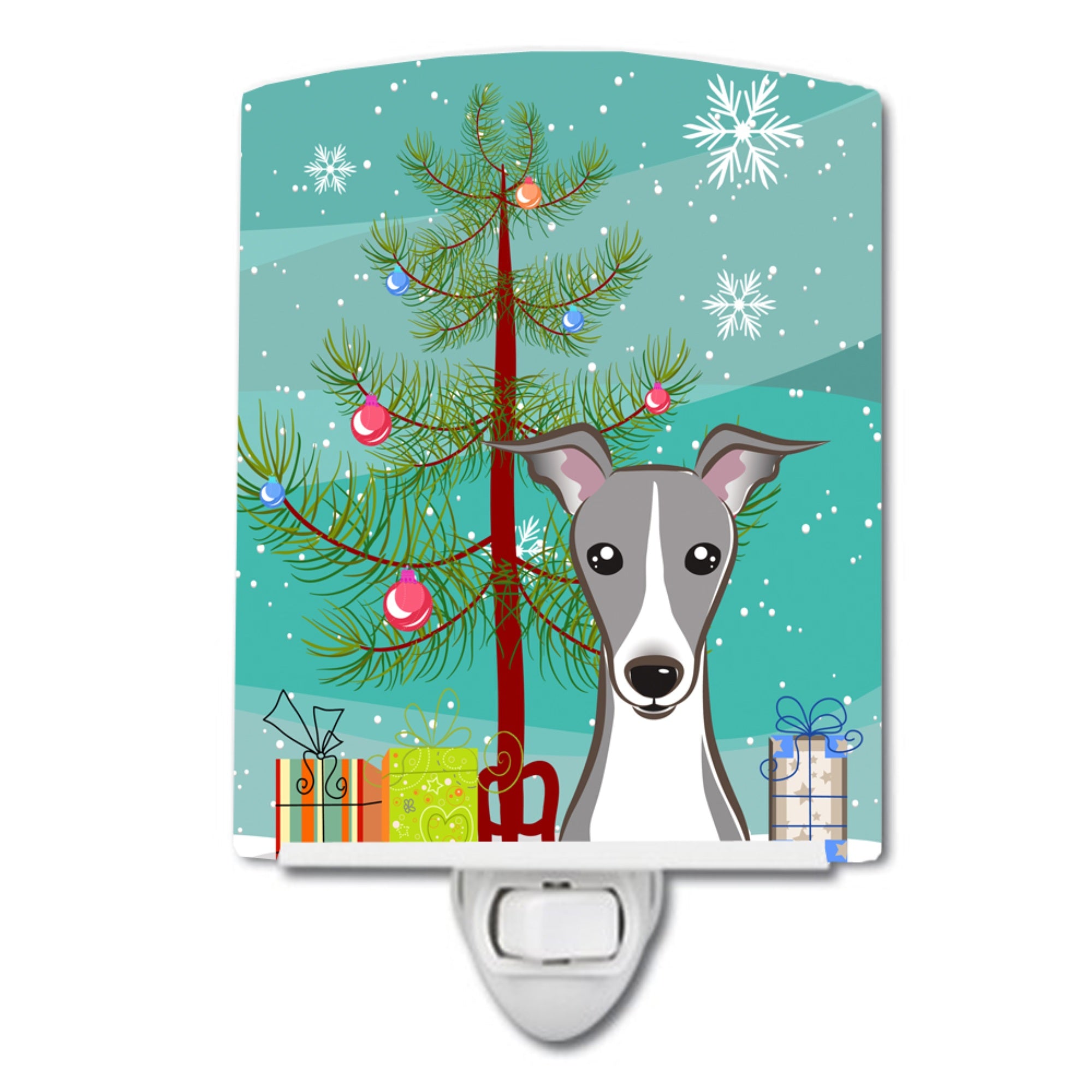 inchCarolines Treasures Christmas Tree and Italian Greyhound Ceramic Night Light, 6x4, Multicolor inch