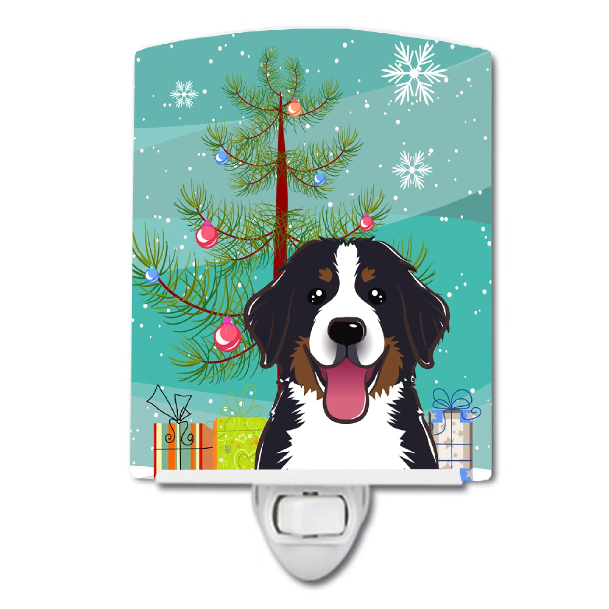  inchCarolines Treasures Christmas Tree and Bernese Mountain Dog Ceramic Night Light, 6x4, Multicolor inch