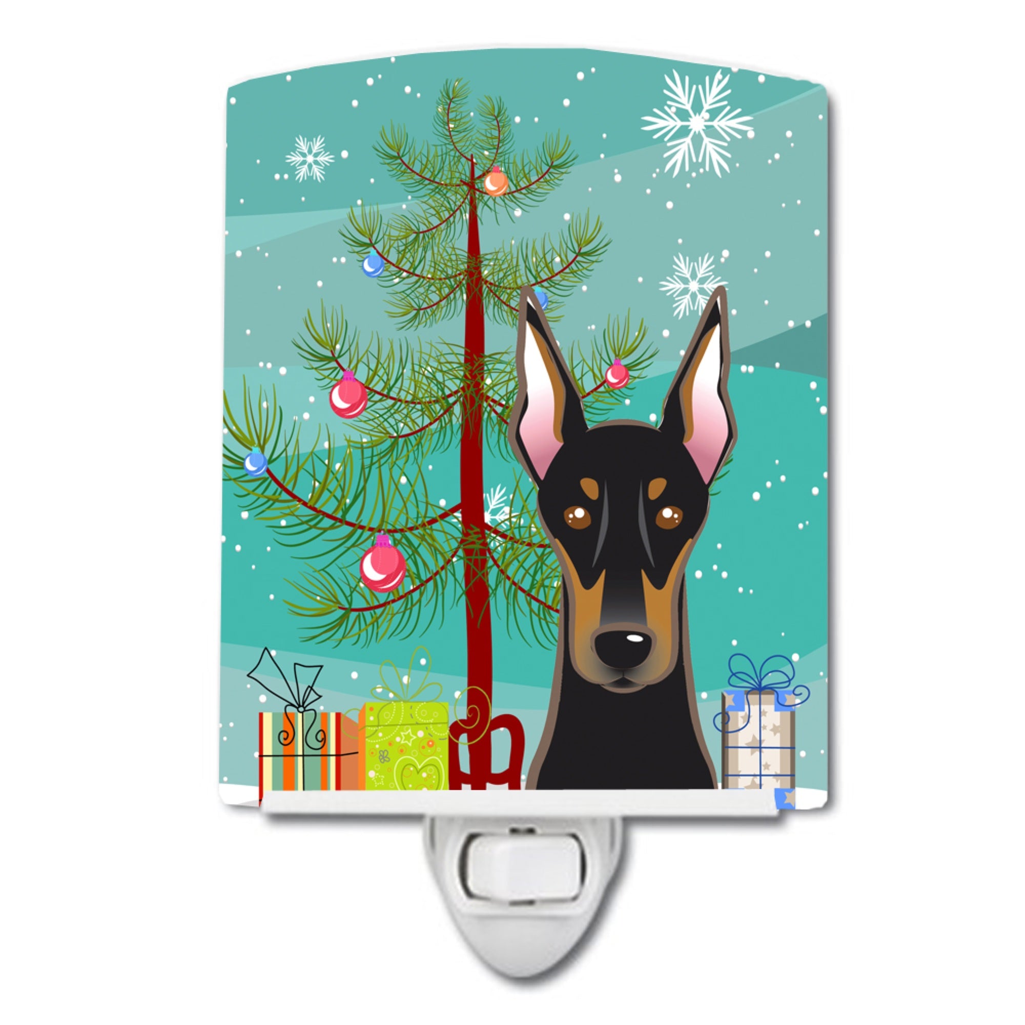  inchCarolines Treasures Christmas Tree and Doberman Ceramic Night Light, 6x4, Multicolor inch