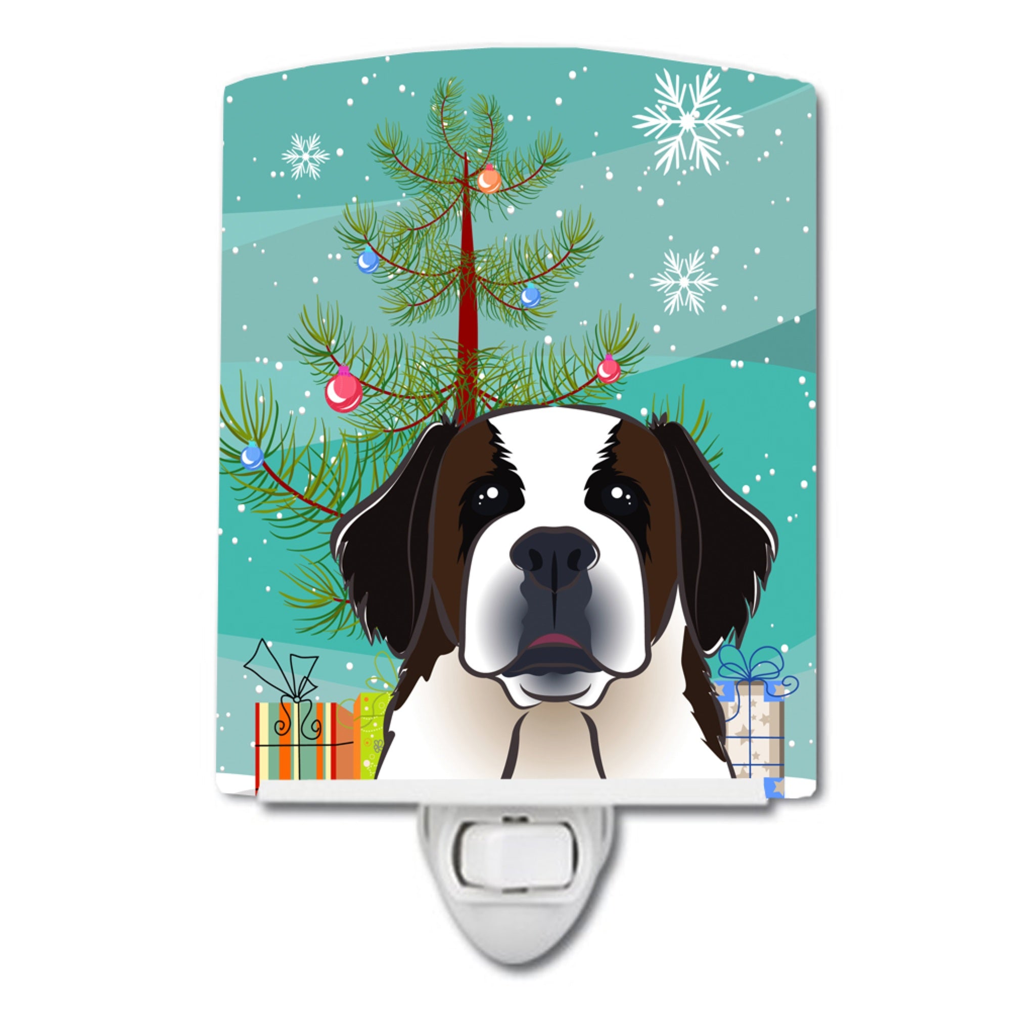  inchCarolines Treasures Christmas Tree and Saint Bernard Ceramic Night Light, 6x4, Multicolor inch