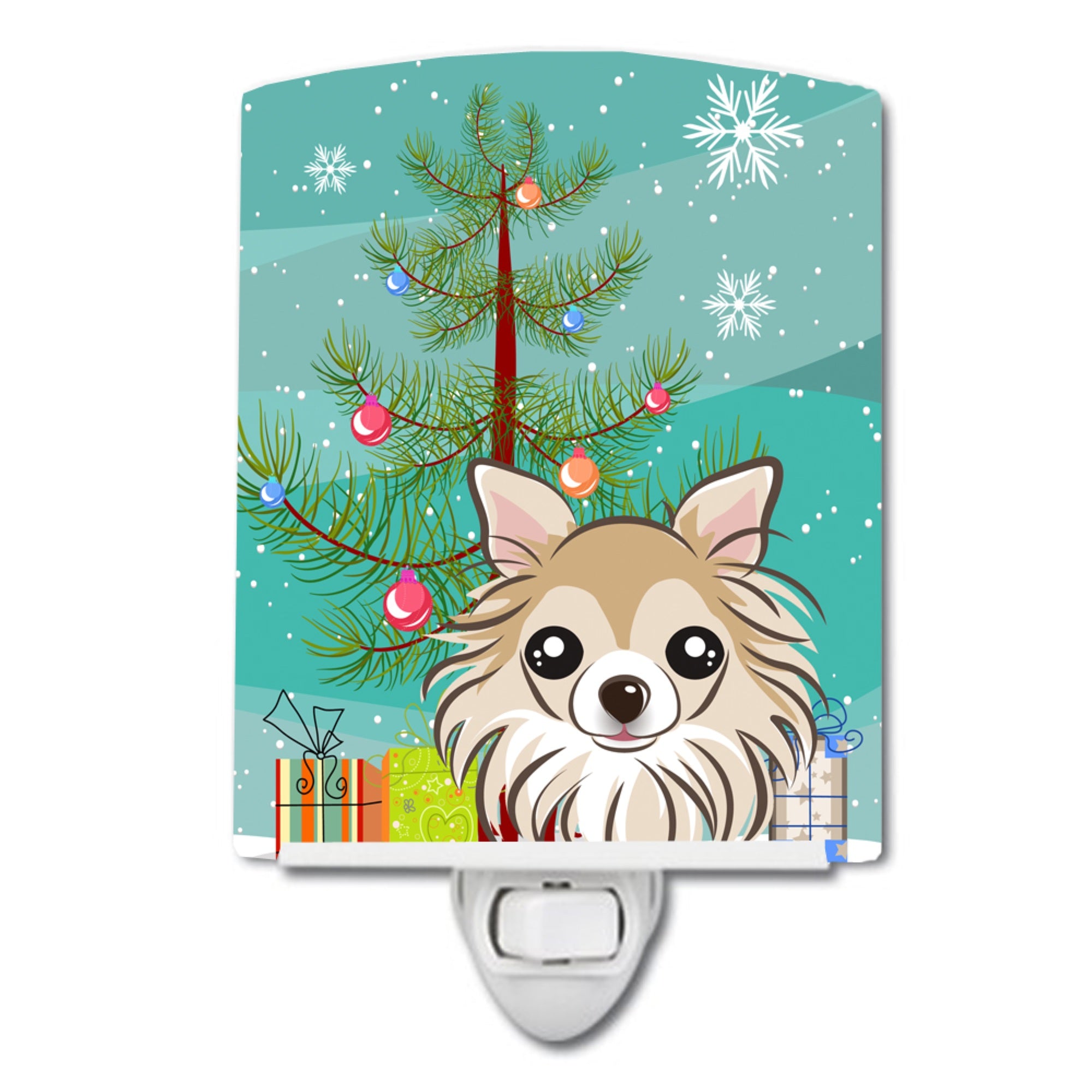  inchCarolines Treasures Christmas Tree and Chihuahua Ceramic Night Light, 6x4, Multicolor inch