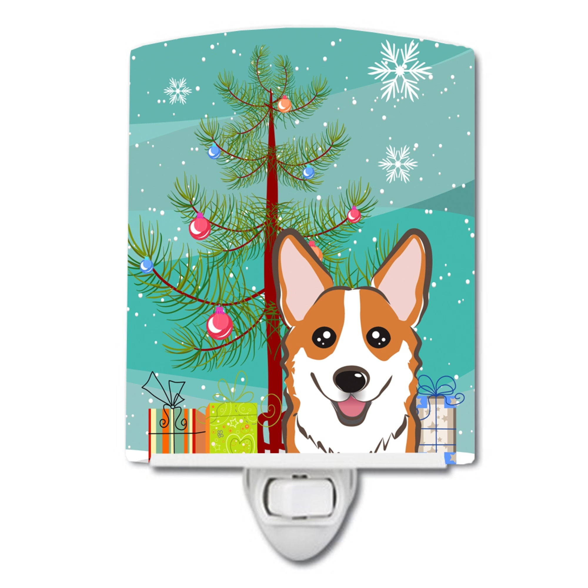  inchCarolines Treasures Christmas Tree and Red Corgi Ceramic Night Light, 6x4, Multicolor inch