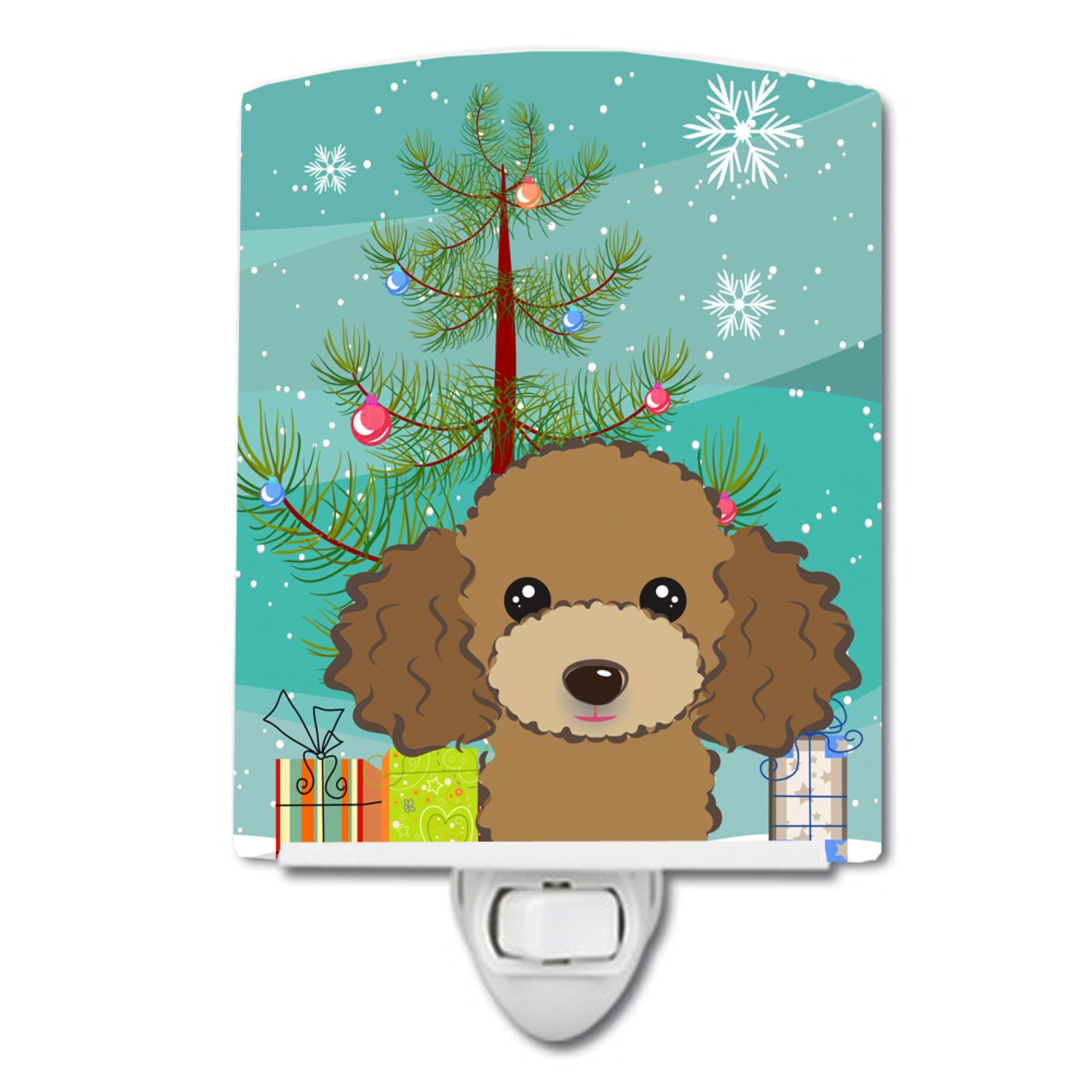  inchCarolines Treasures Christmas Tree and Chocolate Brown Poodle Ceramic Night Light, 6x4, Multicolor inch